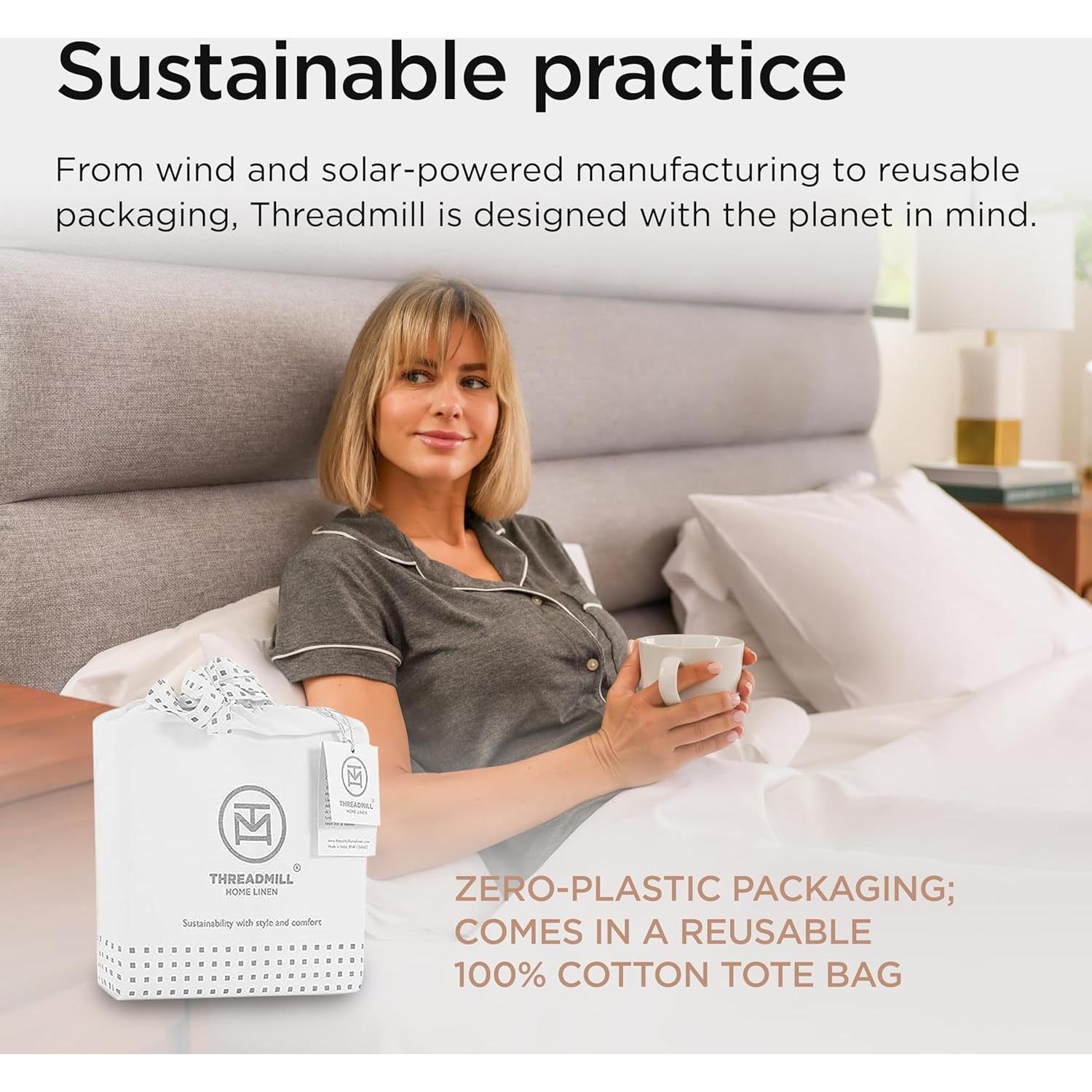 Sábanas de Algodón Supima Threadmill King 1200 Hilos - Juego 4 Piezas