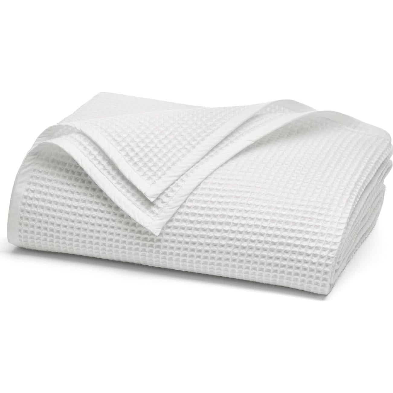 BOLL & BRANCH Waffle & Signature Starter Bundle - 1 Sheet Set, White, Queen - 1 Waffle Blanket, White, Full/Queen - 100% Organic Luxury Cotton