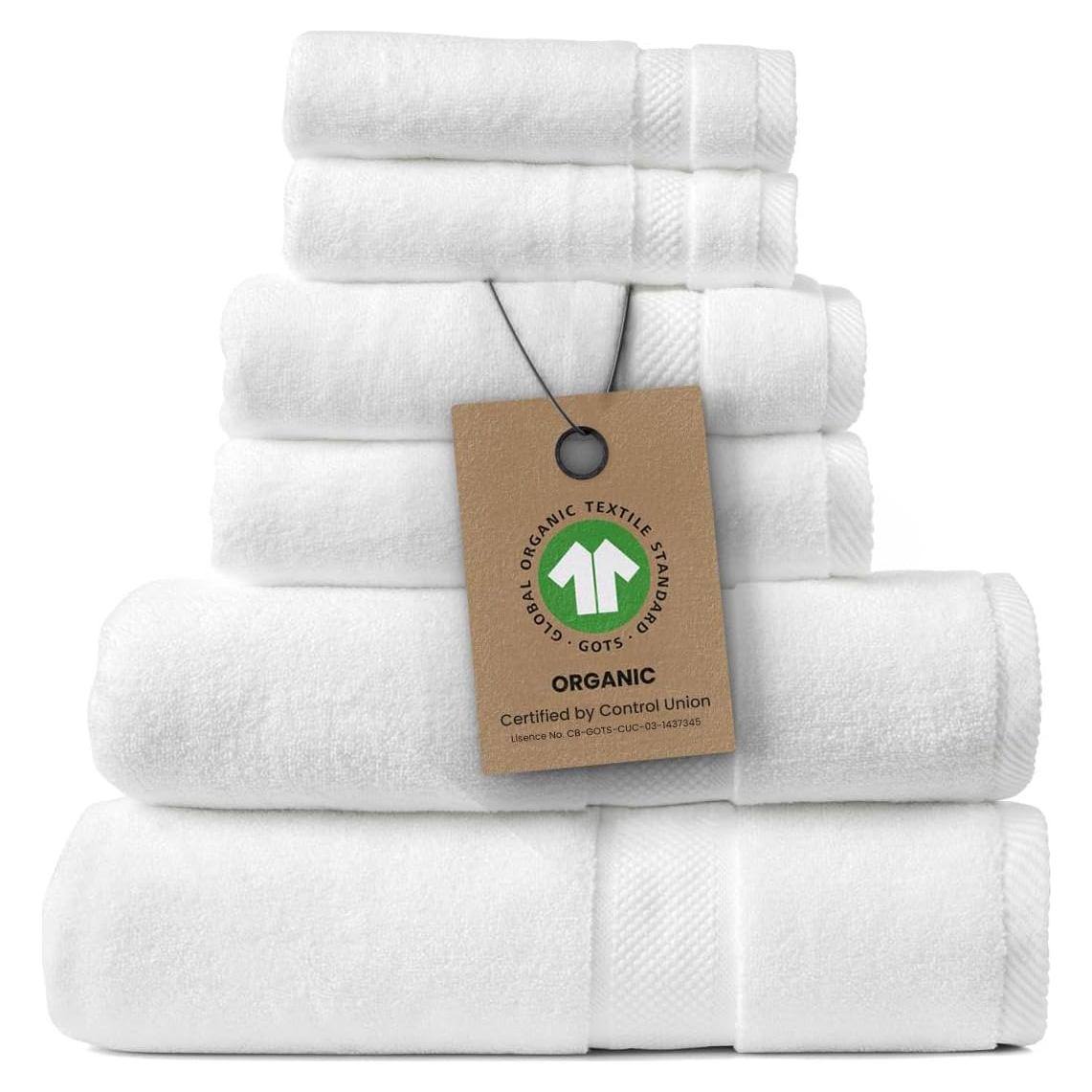 Juego de Toallas de Baño 100% Algodón Orgánico Alusa Home 6 Piezas