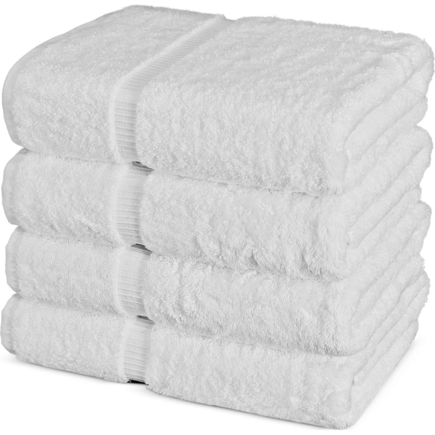 Juego de 4 Toallas de Baño Chakir 100% Algodón Blanco 68x137 cm