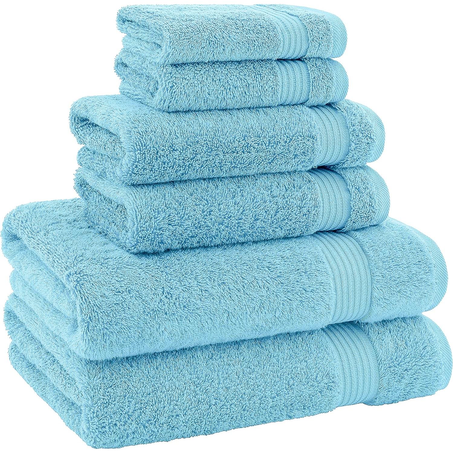 Juego de Toallas de Baño 6 Piezas Algodón Turco Azul Cielo