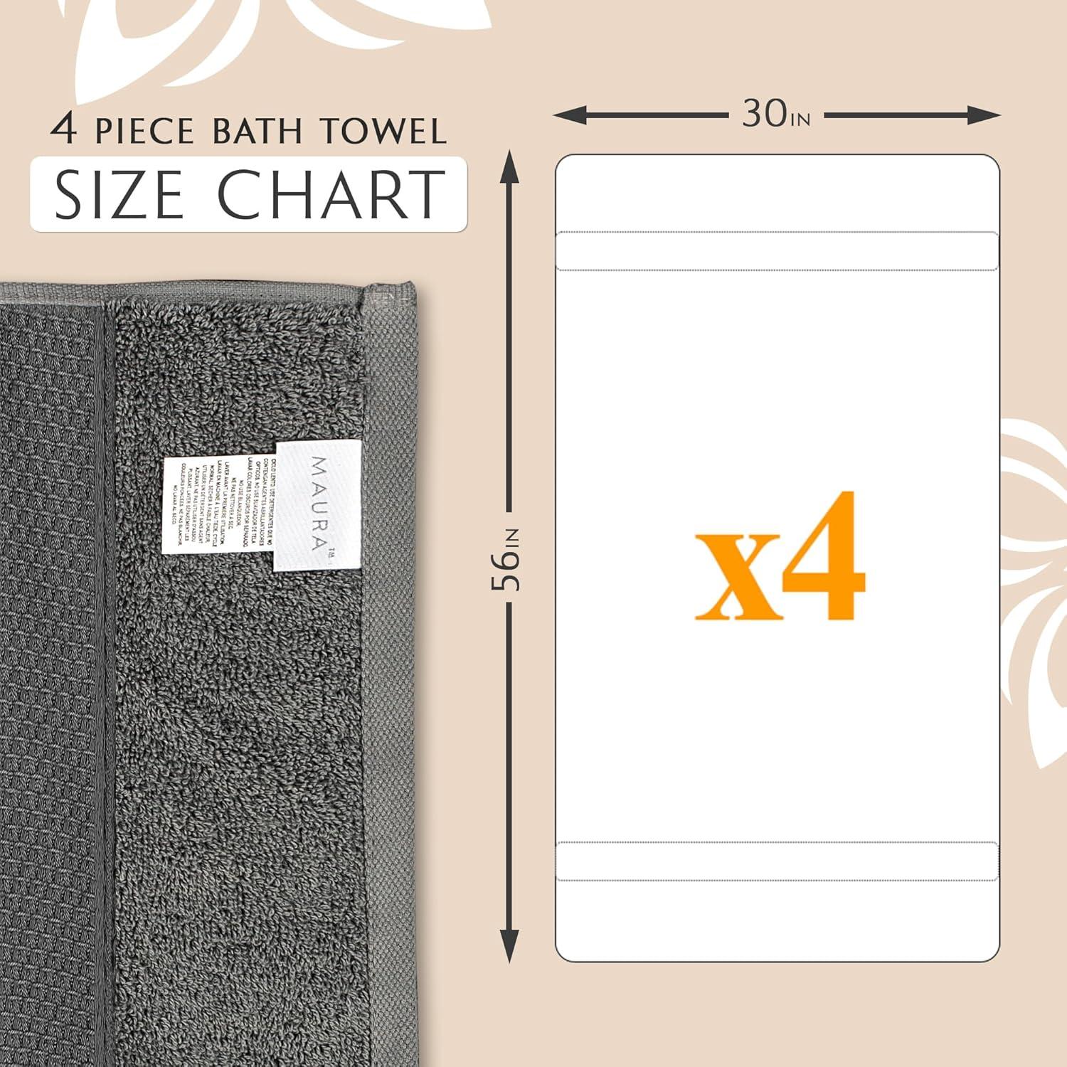 Toallas de Baño de Lujo MAURA Algodón Turco 4 Piezas Gris