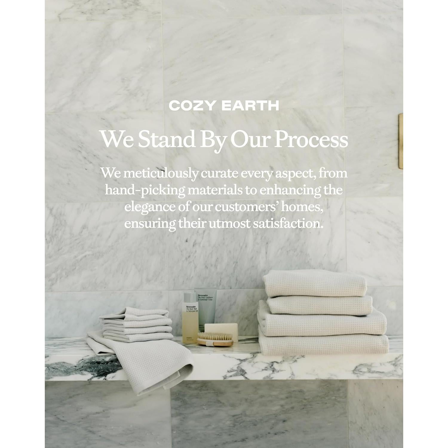 Cozy Earth Waffle Bath Towels - 60% Cotton 40% Viscose from Bamboo Bath Towels 30 x 58 Inches - Soft & Absorbent Terry, Reversible Mini Textured Waffle & Weave Pattern - 2 Pack