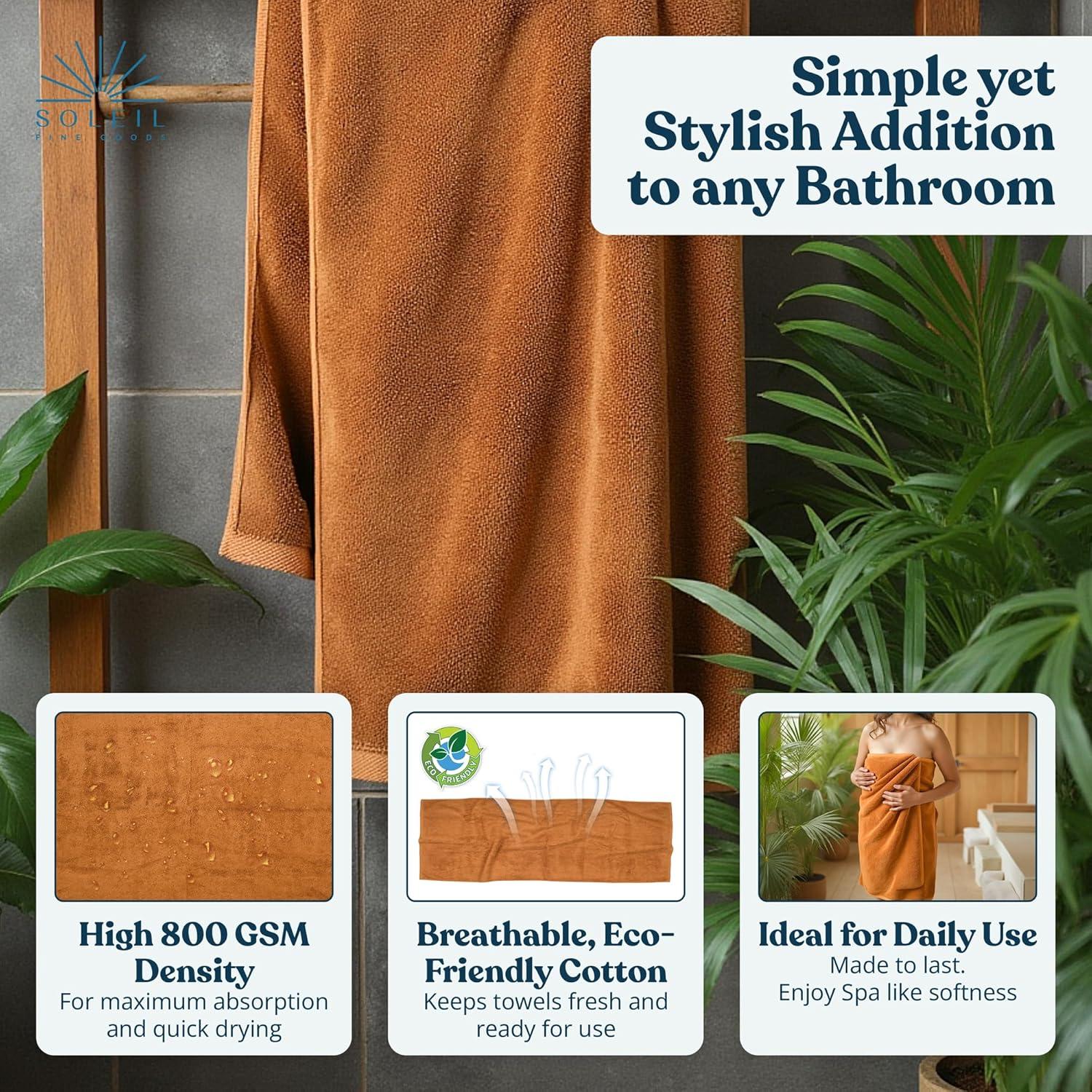 Juego de Toallas de Baño 800 GSM Soleil - 4 Piezas 68.58x137.16 cm