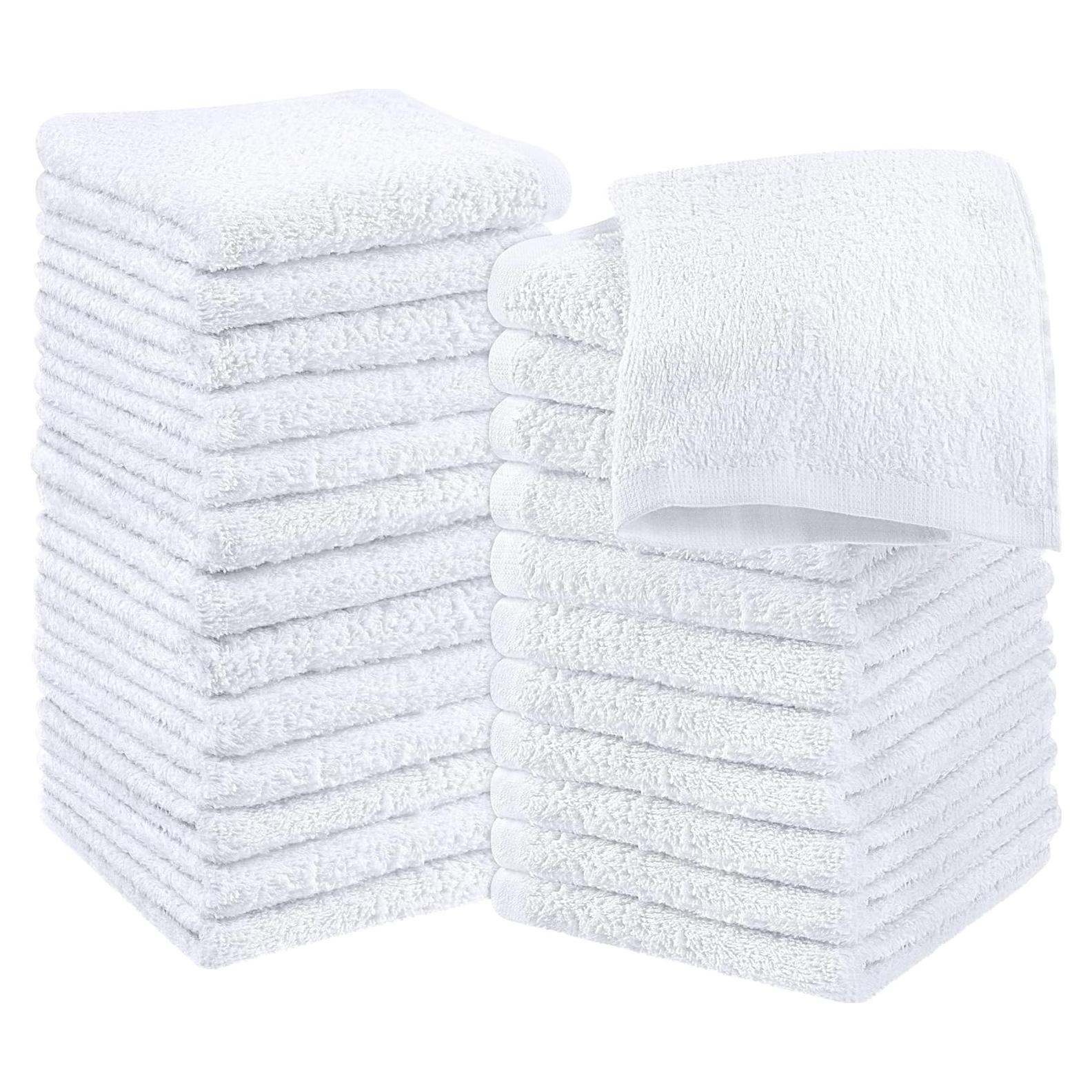 Juego de Toallas de Algodón Utopia - 24 Paños 30x30 cm Blancos