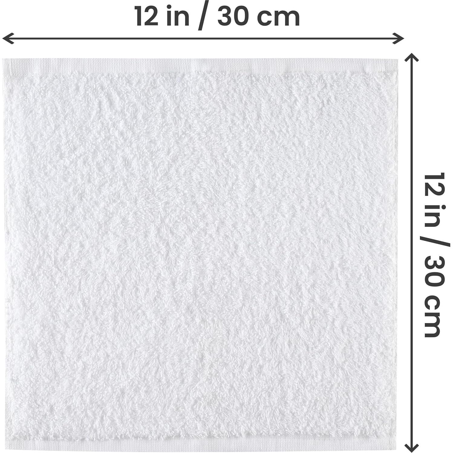 Juego de Toallas de Algodón Utopia - 24 Paños 30x30 cm Blancos