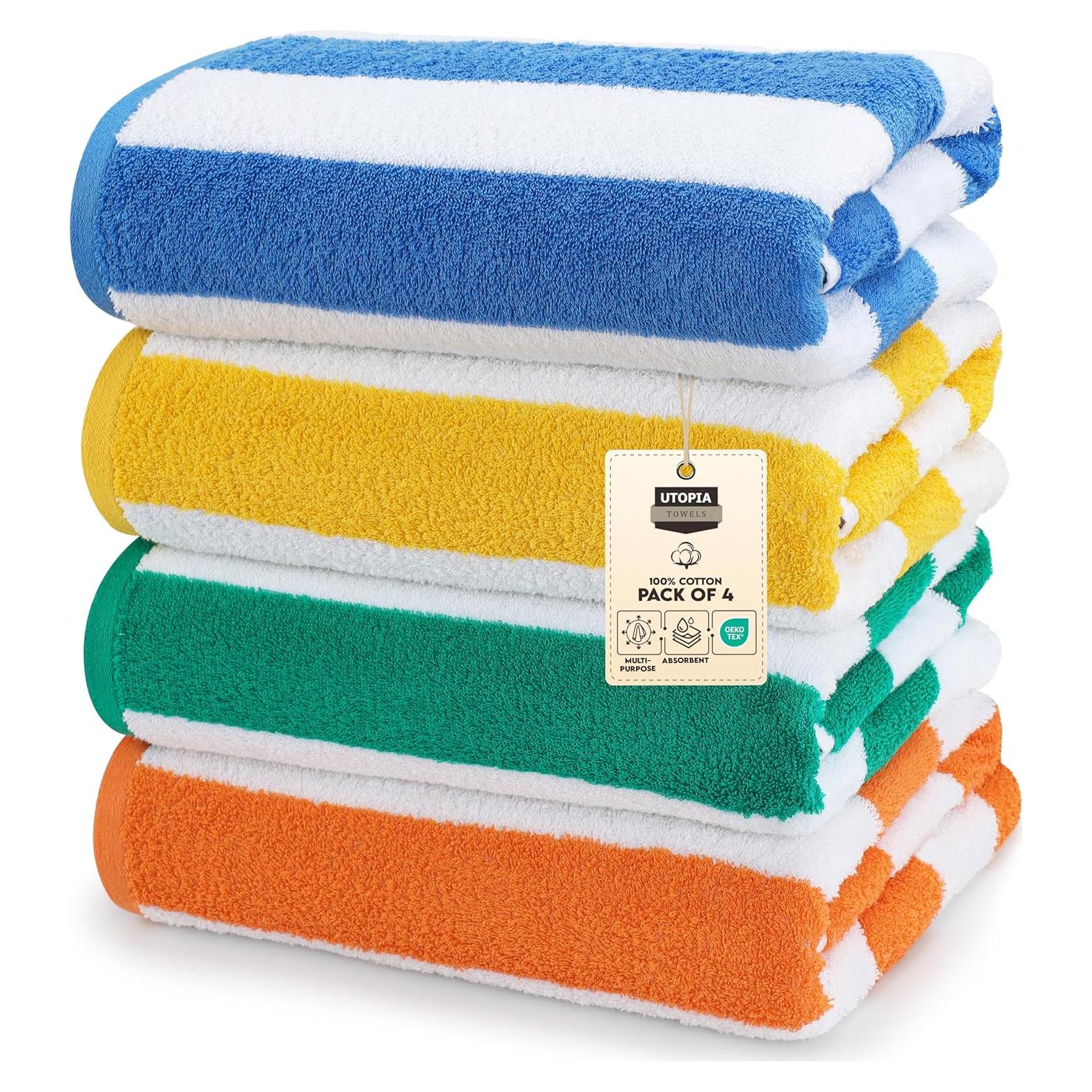 Toallas de Playa Utopia 4 Pack Rayas Cabana 76x152 cm Algodón