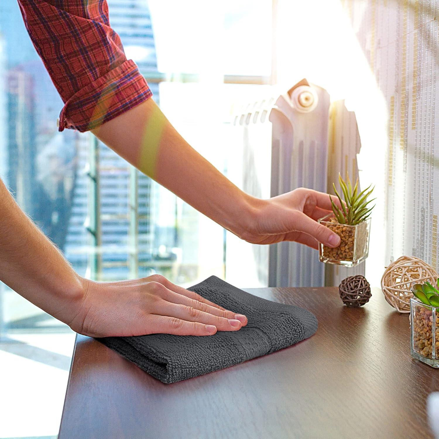 Toallas Utopia Paquete de 12 Paños de Lavado 30x30 cm Algodón Gris