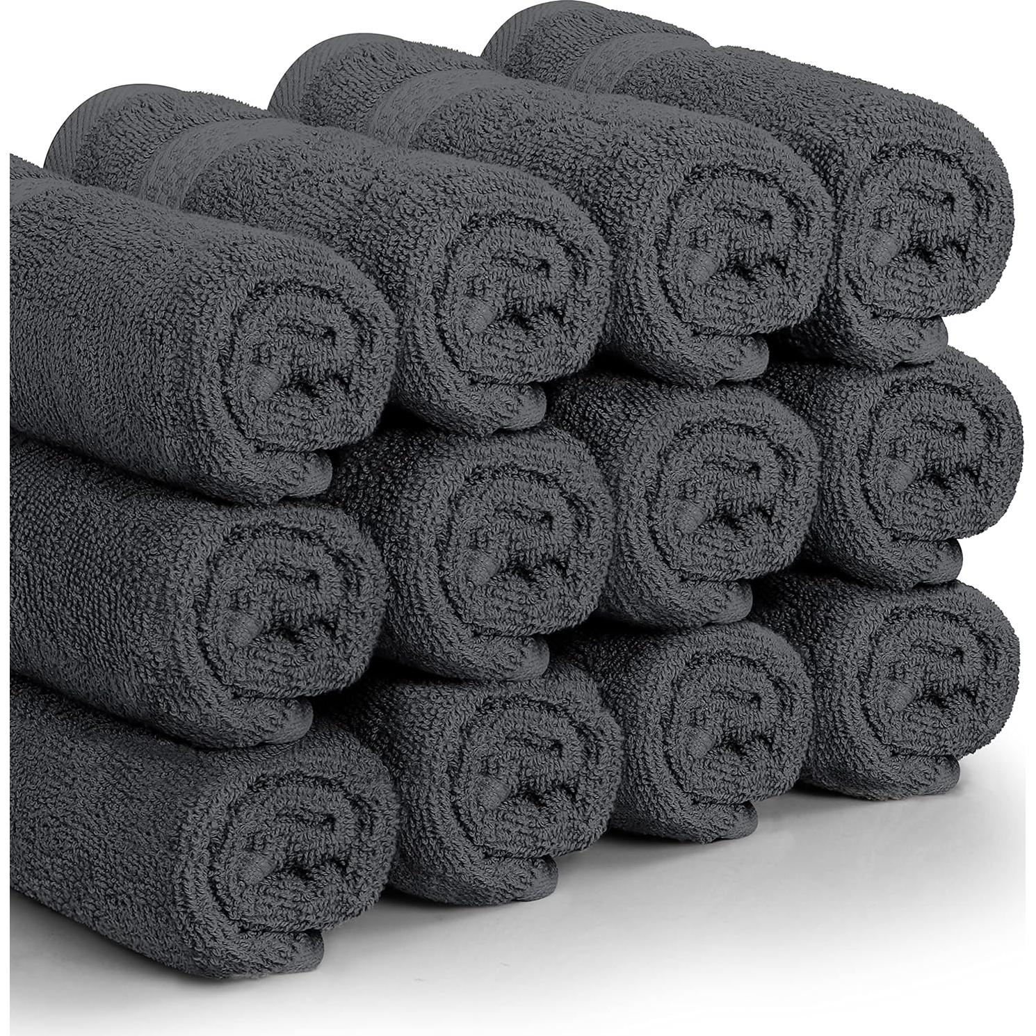 Toallas Utopia Paquete de 12 Paños de Lavado 30x30 cm Algodón Gris