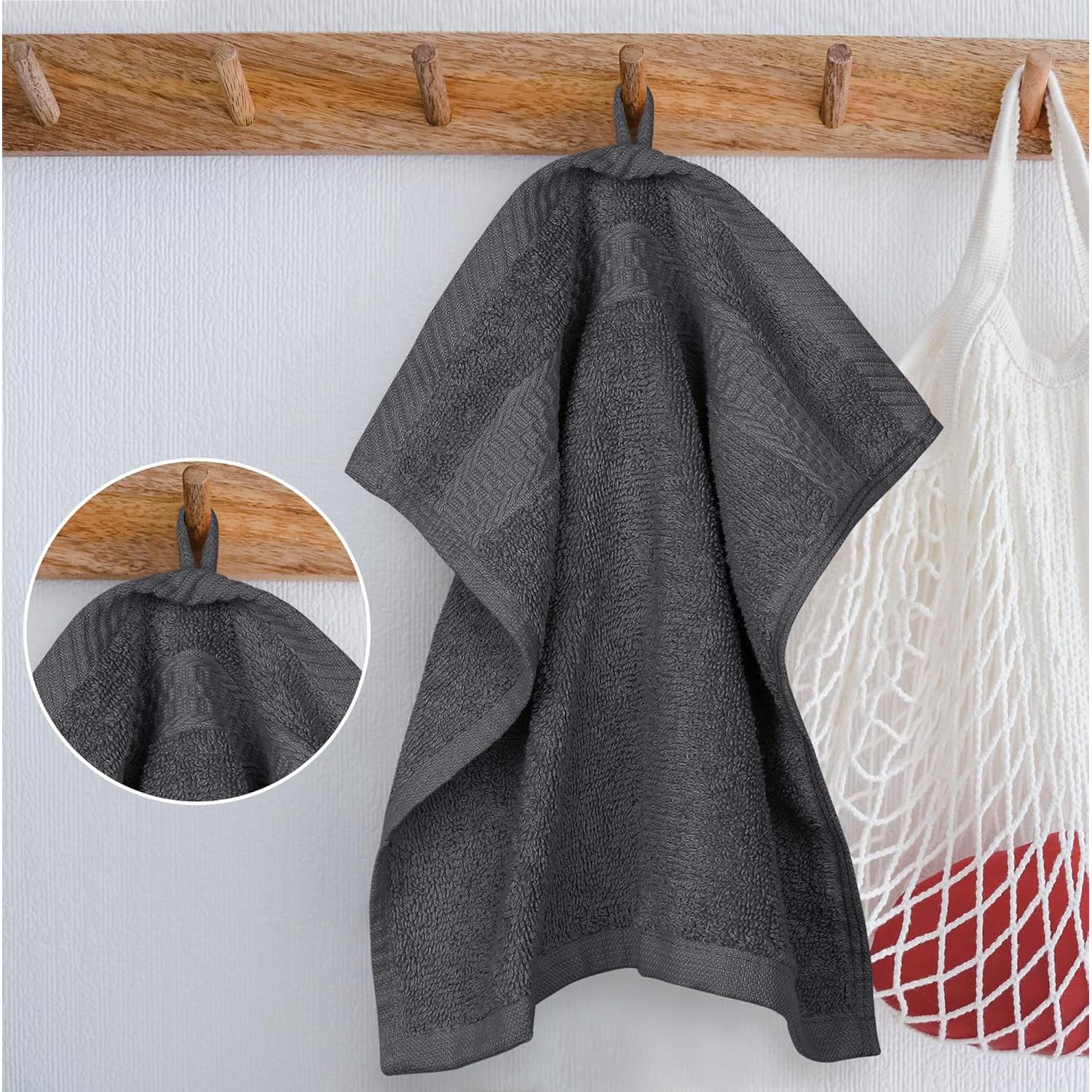 Toallas Utopia Paquete de 12 Paños de Lavado 30x30 cm Algodón Gris