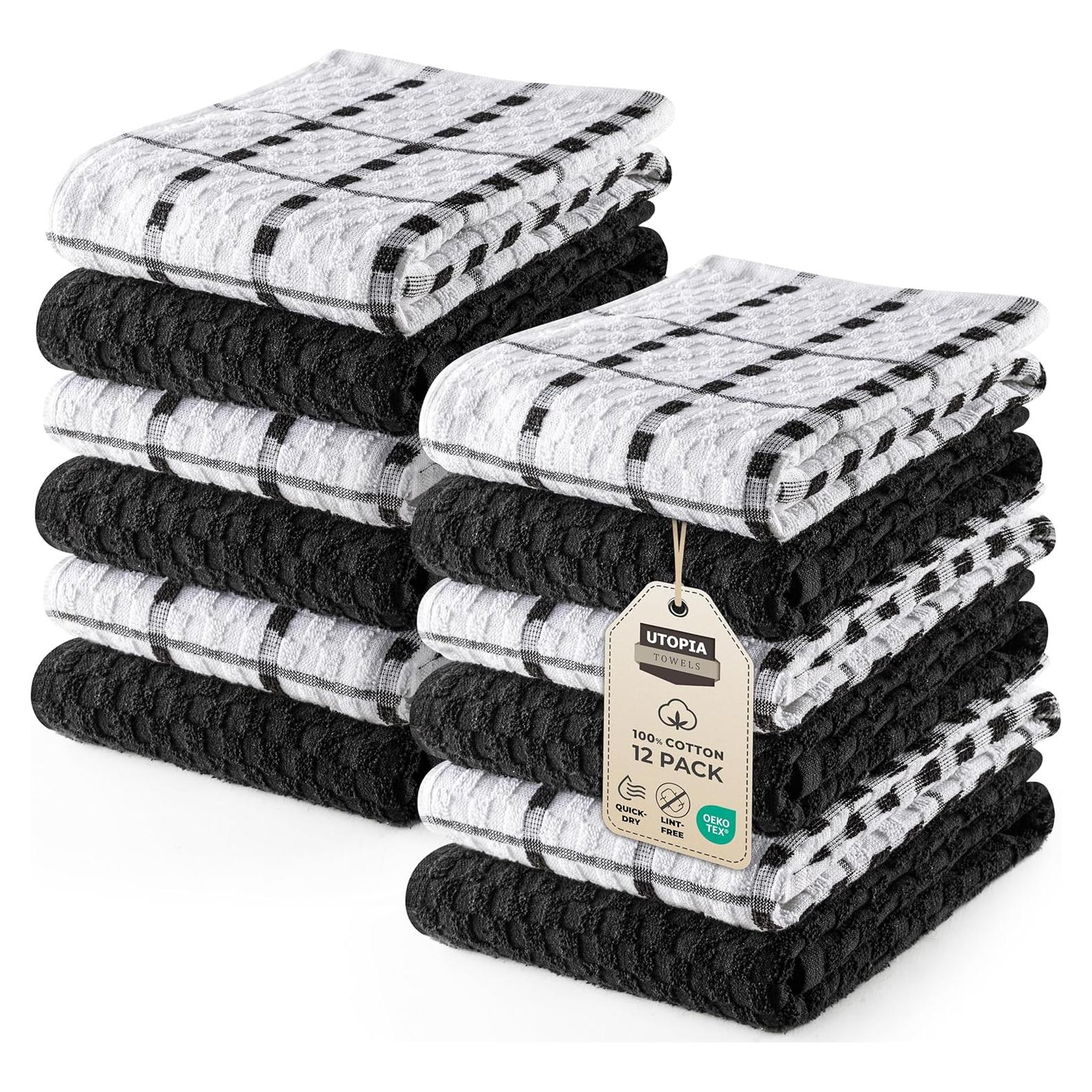 Toallas de Cocina Utopia - Paquete de 12, 38x64 cm, Algodón Suave