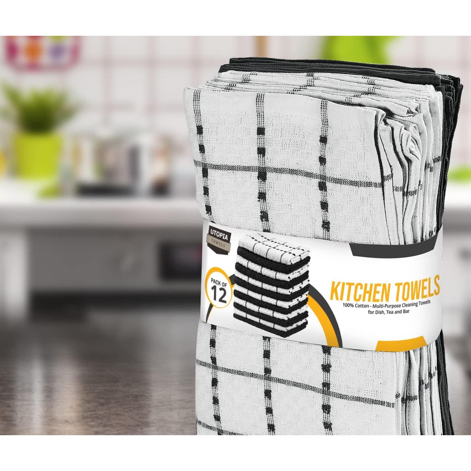 Toallas de Cocina Utopia - Paquete de 12, 38x64 cm, Algodón Suave