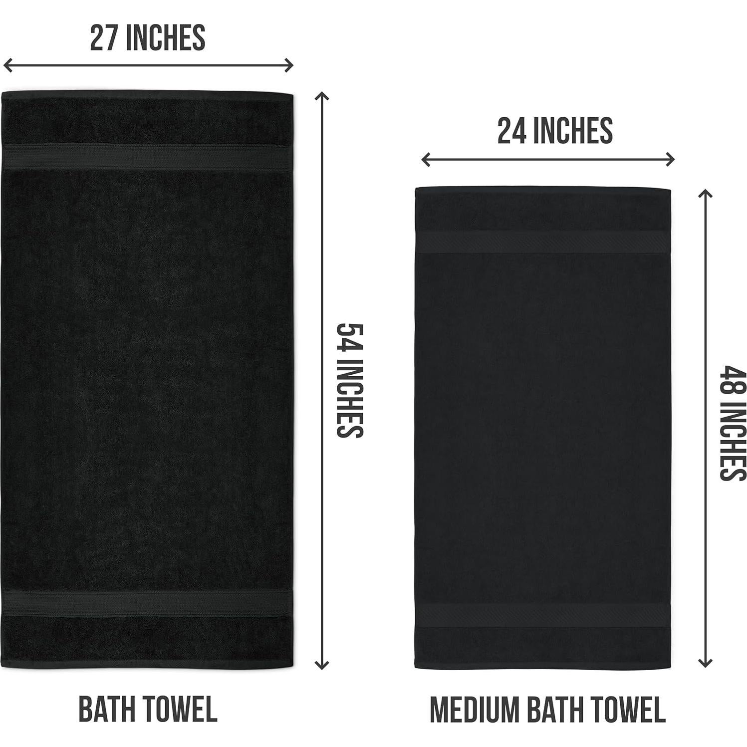 Juego de Toallas de Baño Utopia 6 Piezas 61x122cm 100% Algodón Negro