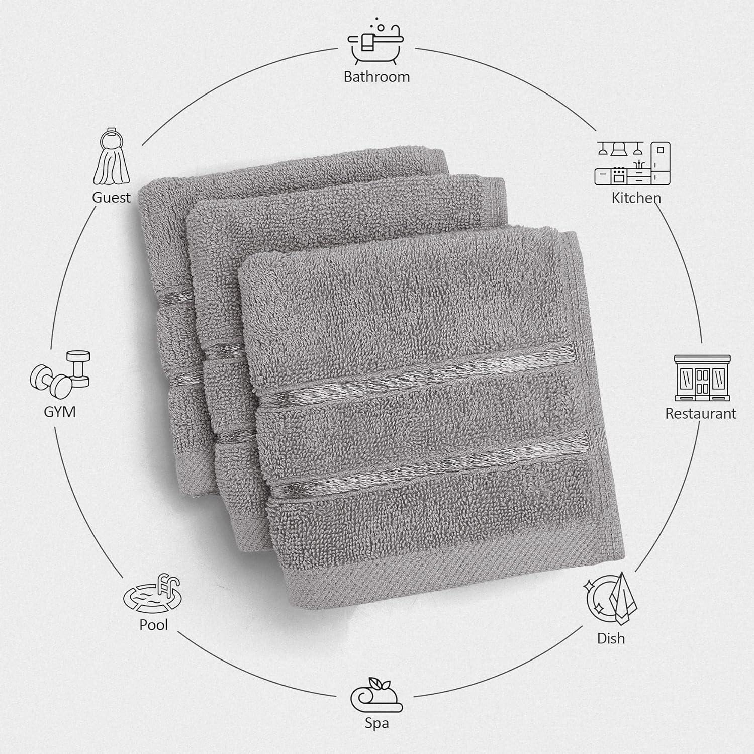 Set de 12 Paños de Lavado Utopia 30x30 cm Gris Frío