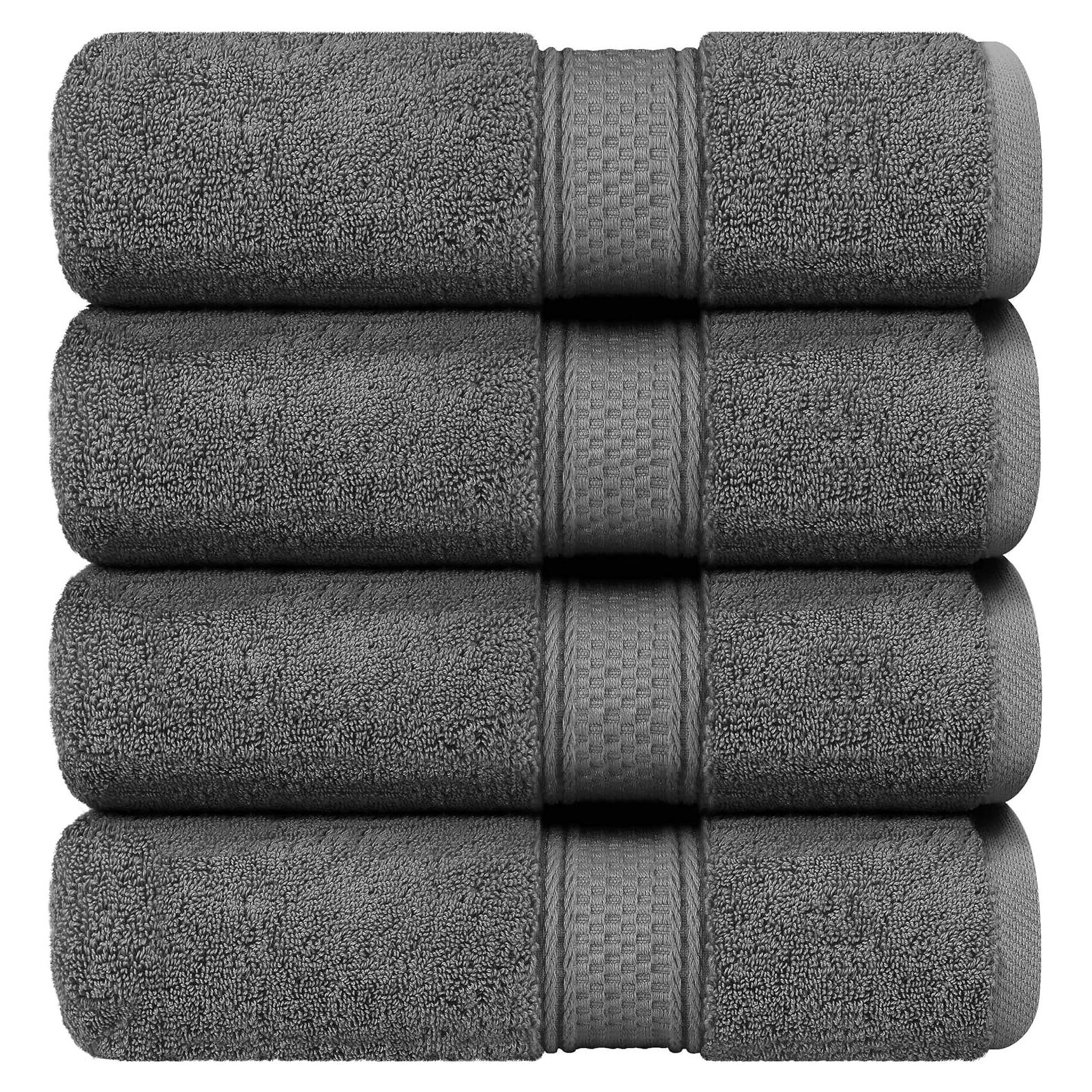 Juego de Toallas de Baño Utopia 4 Piezas 100% Algodón Gris 700 GSM