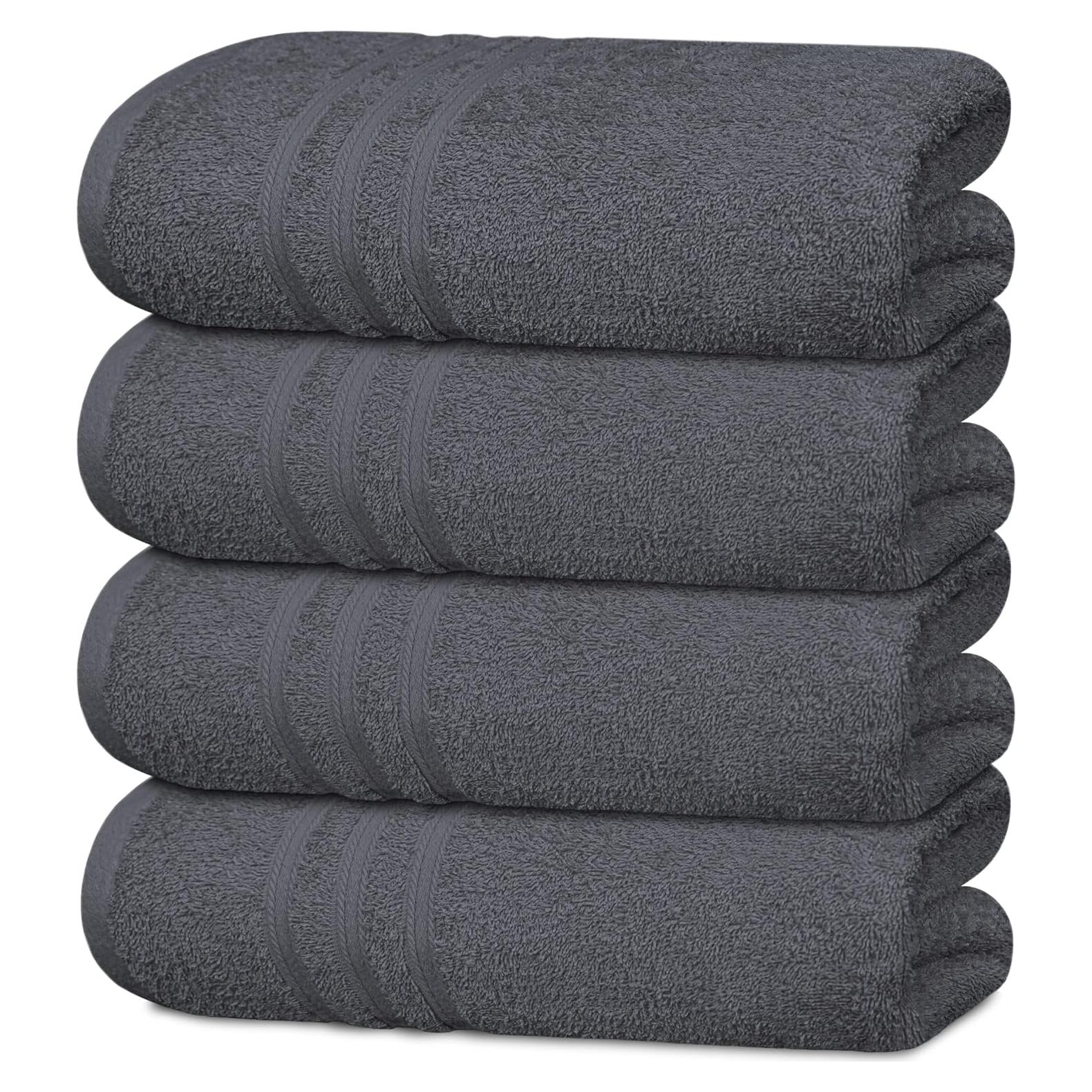 Juego de 4 Toallas de Baño Tens, 100% Algodón, 68.5 x 137 cm, Gris