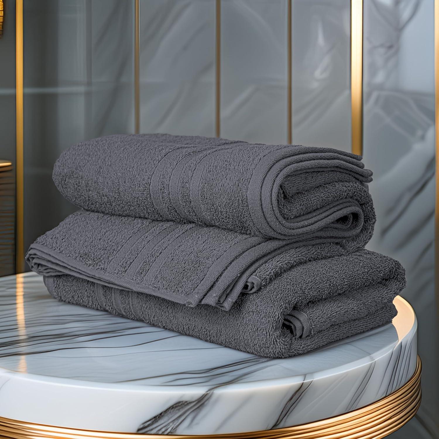 Juego de 4 Toallas de Baño Tens, 100% Algodón, 68.5 x 137 cm, Gris