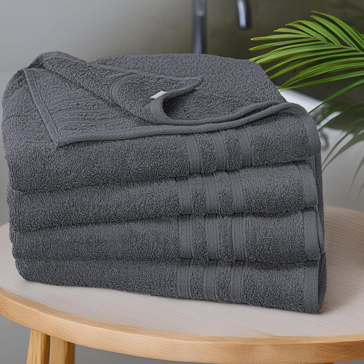 Juego de 4 Toallas de Baño Tens, 100% Algodón, 68.5 x 137 cm, Gris