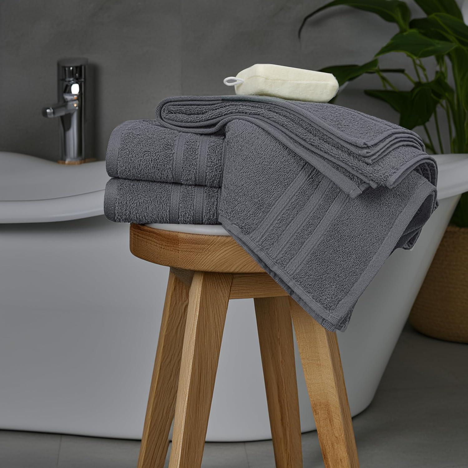 Juego de 4 Toallas de Baño Tens, 100% Algodón, 68.5 x 137 cm, Gris