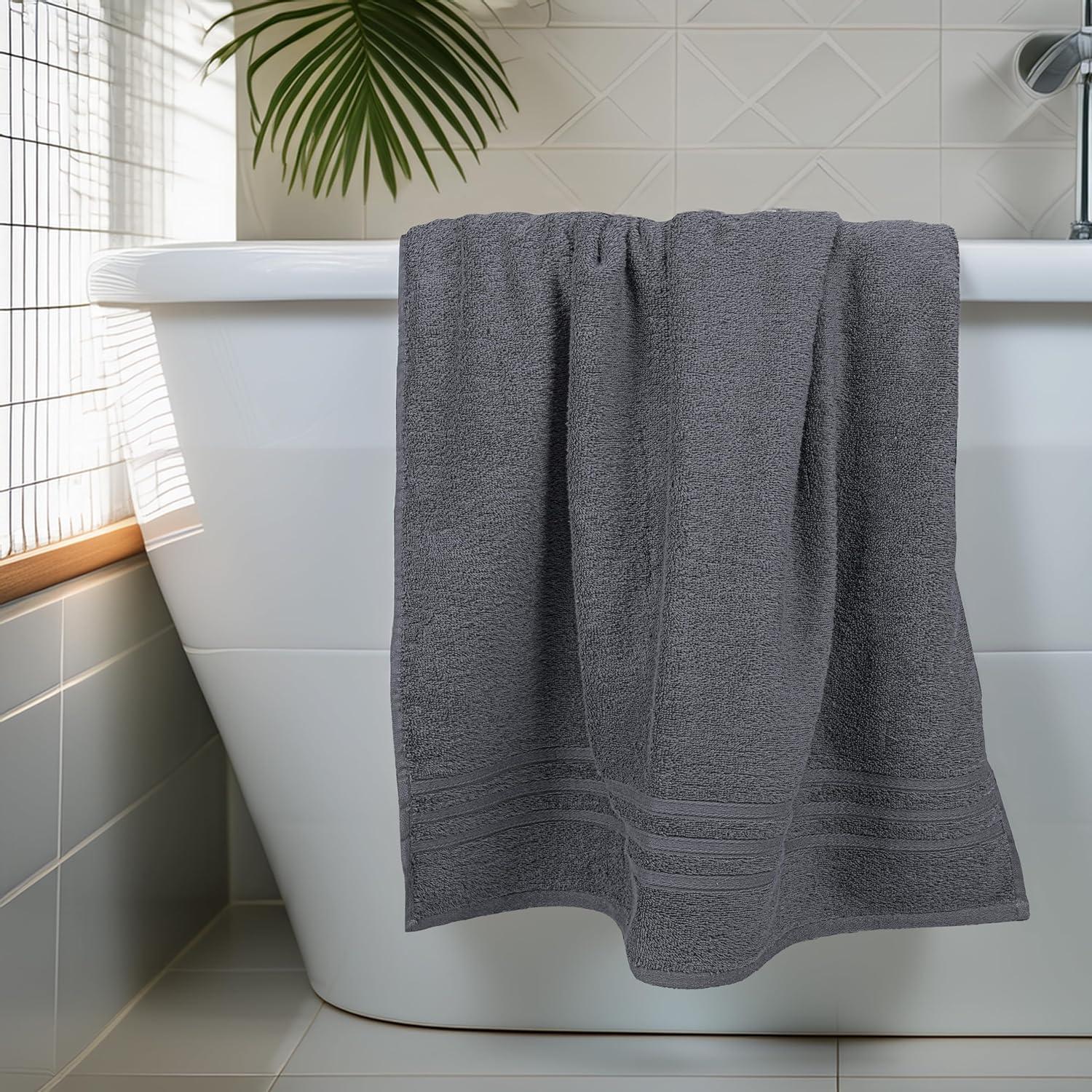 Juego de 4 Toallas de Baño Tens, 100% Algodón, 68.5 x 137 cm, Gris