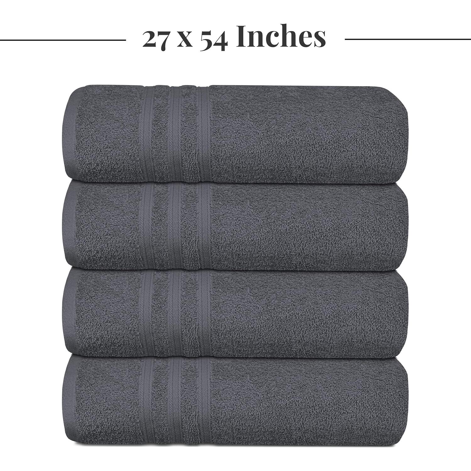 Juego de 4 Toallas de Baño Tens, 100% Algodón, 68.5 x 137 cm, Gris