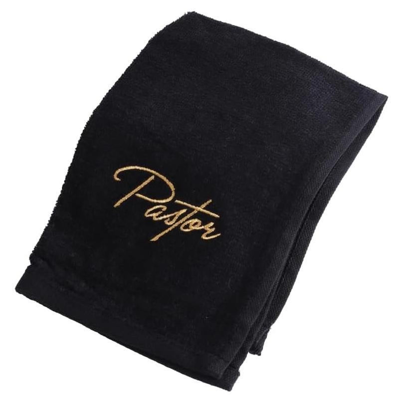 Toalla de Mano Pastor Swanson Negra con Bordado Dorado