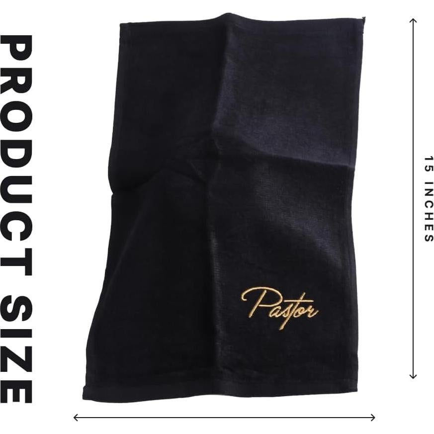 Toalla de Mano Pastor Swanson Negra con Bordado Dorado