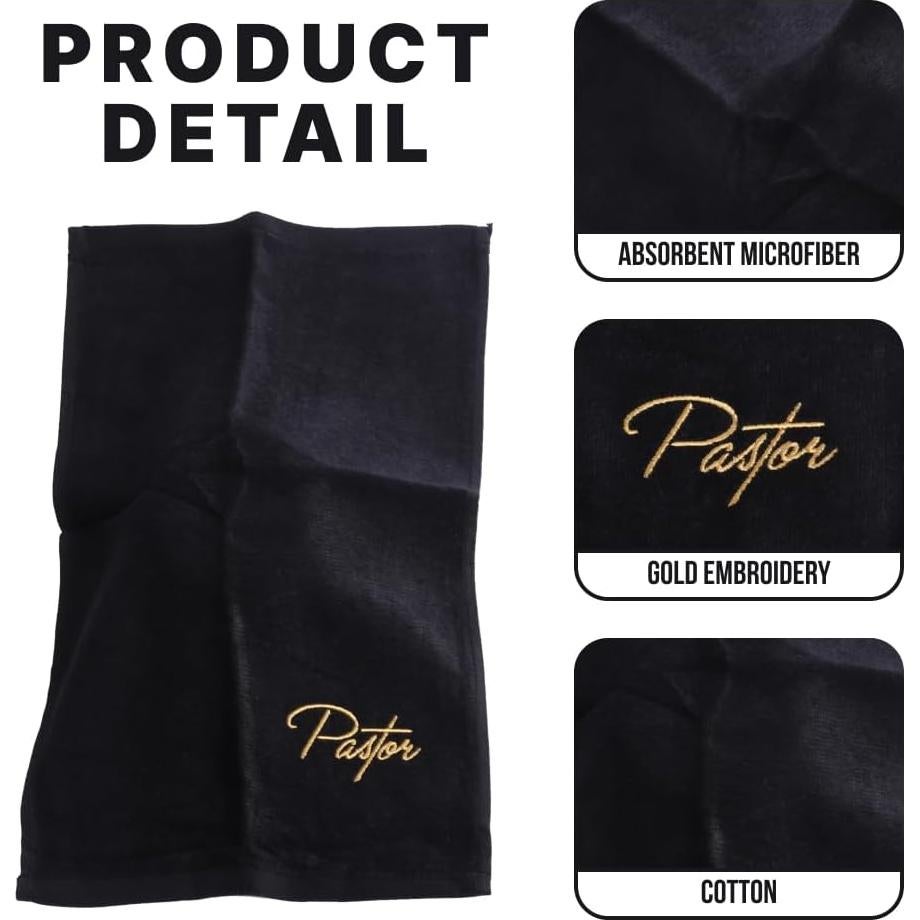 Toalla de Mano Pastor Swanson Negra con Bordado Dorado