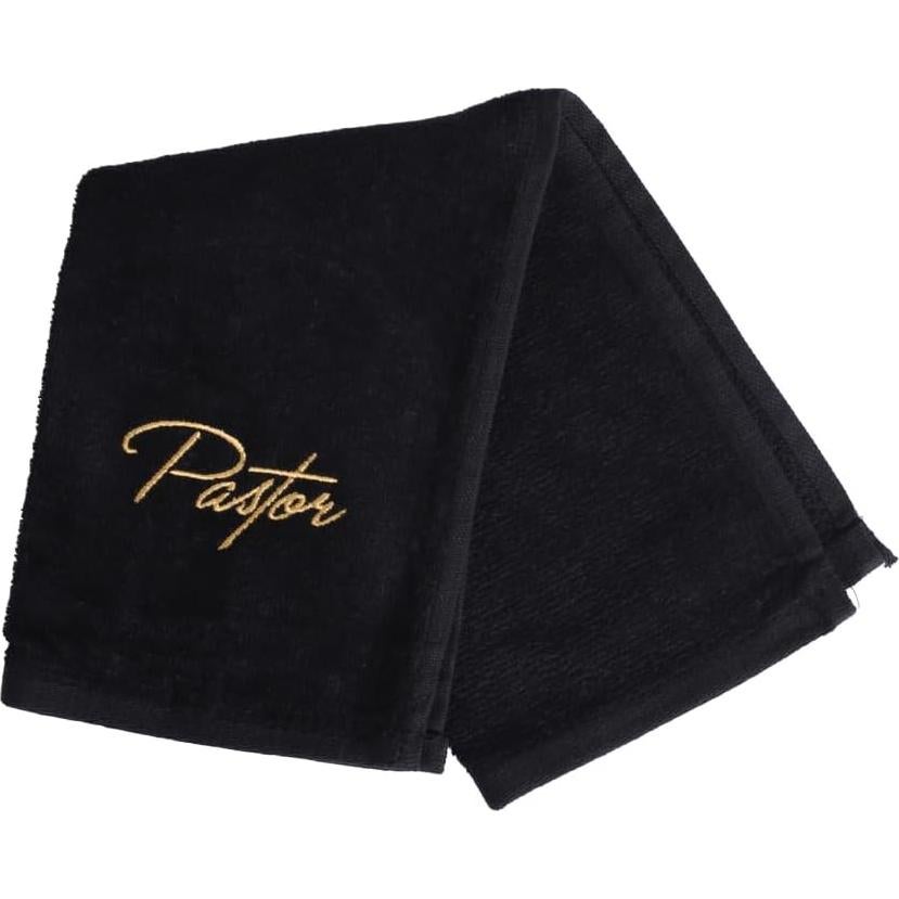 Toalla de Mano Pastor Swanson Negra con Bordado Dorado