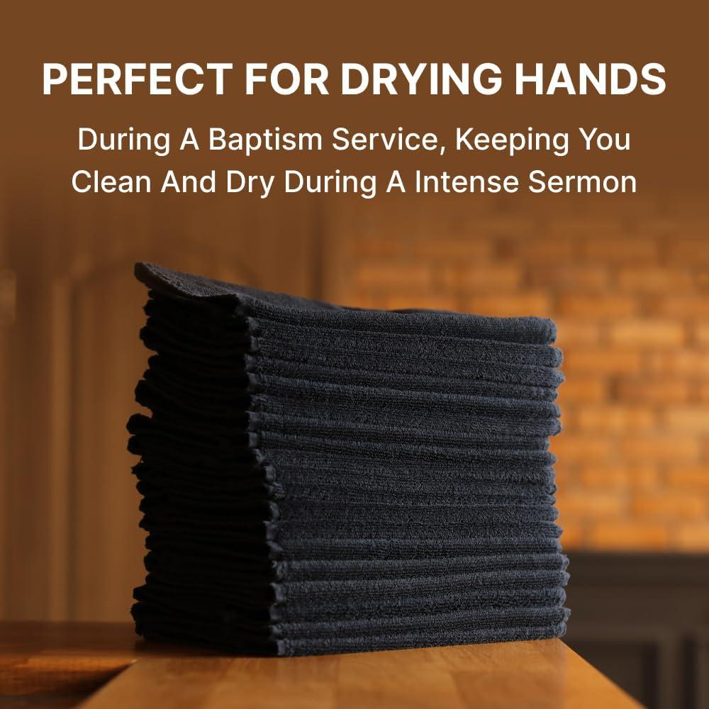 Toalla de Mano Pastor Swanson Negra con Bordado Dorado