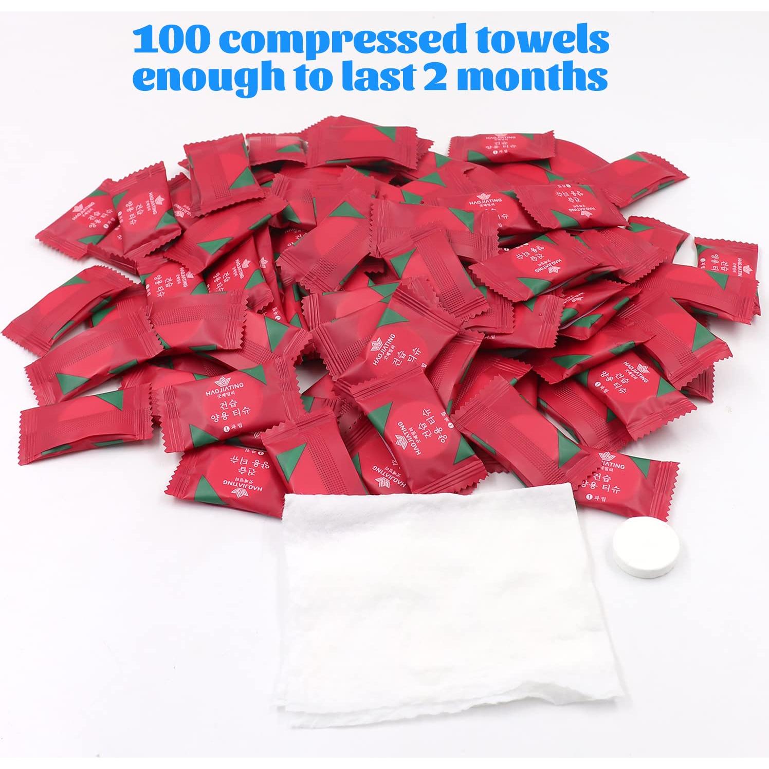 100 Toallas Comprimidas Desechables Herb Life 22x22 cm