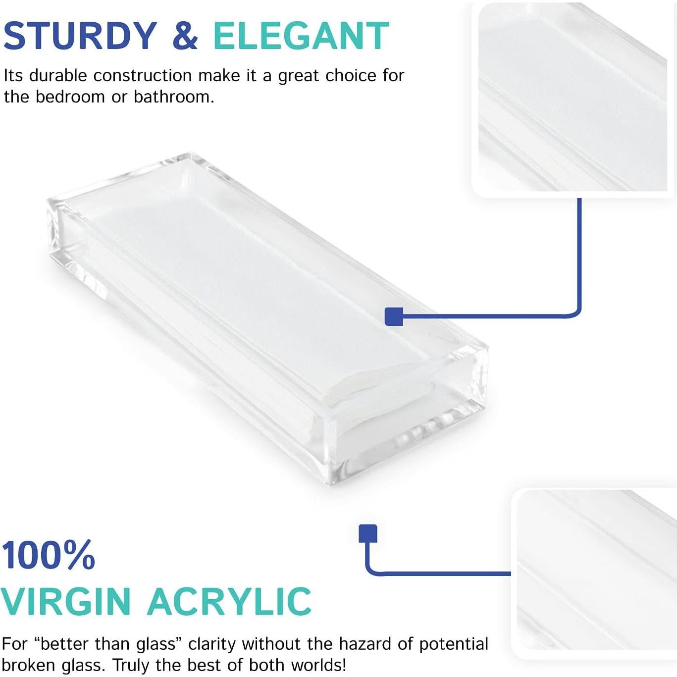 Bandeja de Toalla de Mano Acrílico Transparente Huang 30x10 cm