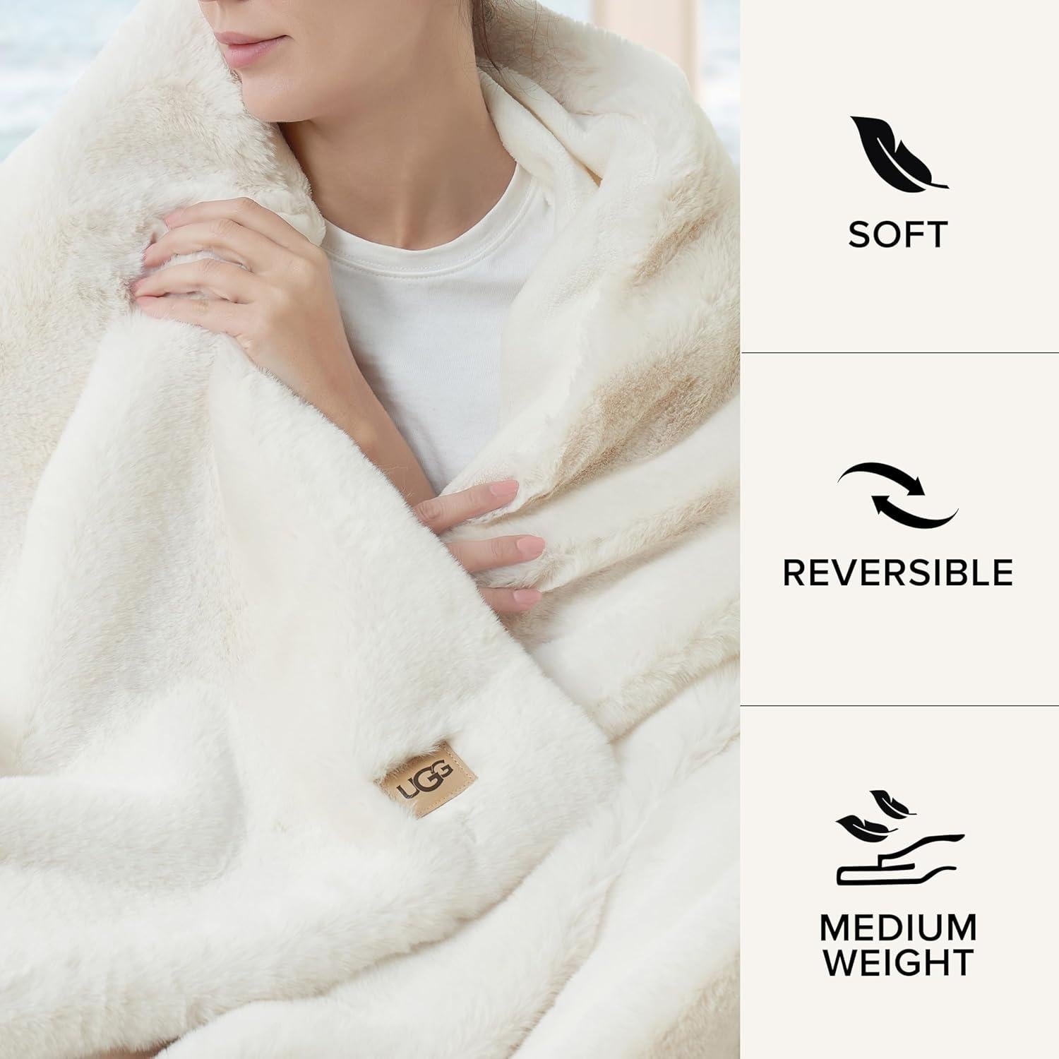 Manta de Piel Sintética UGG Euphoria Plush 127x177cm Blanca