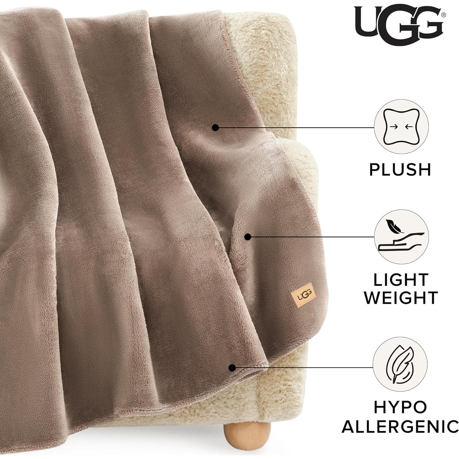 Manta de felpa UGG Whitecap Plush marrón 127x177 cm lavable