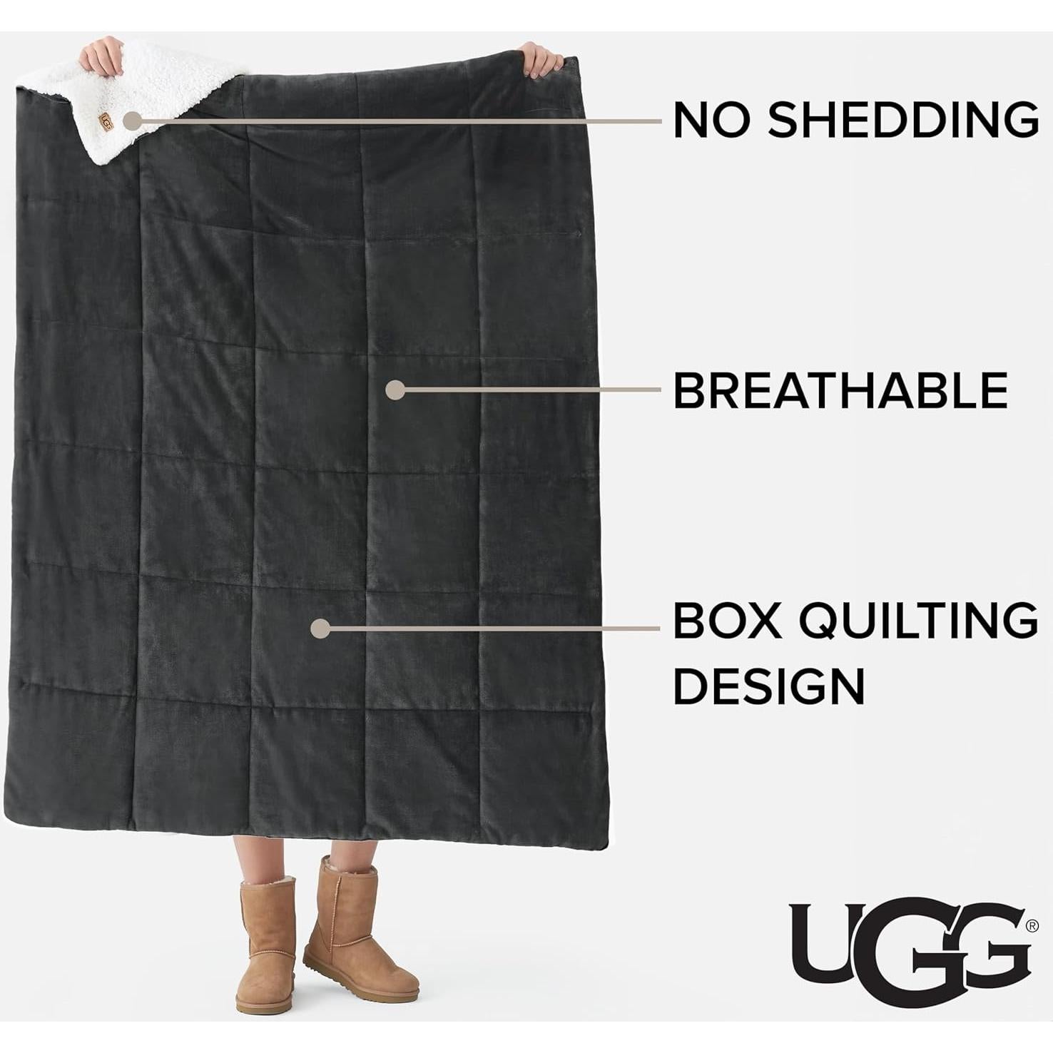 Manta Reversible UGG Nita 127x177 cm Gris Suave y Lavable