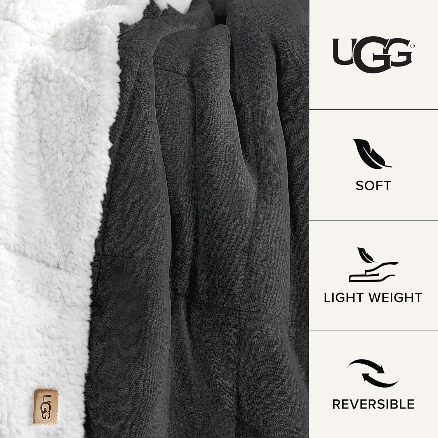 Manta Reversible UGG Nita 127x177 cm Gris Suave y Lavable