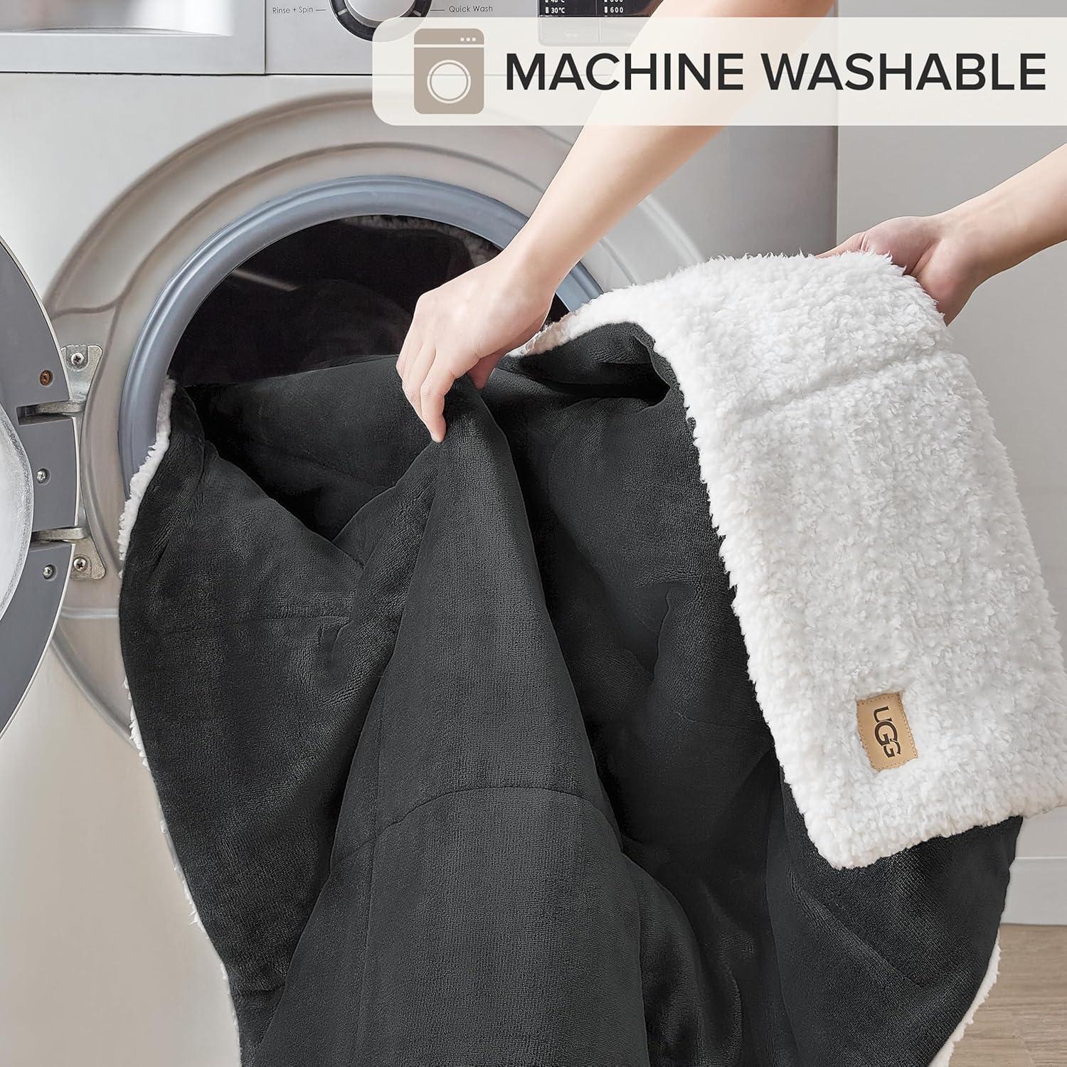 Manta Reversible UGG Nita 127x177 cm Gris Suave y Lavable