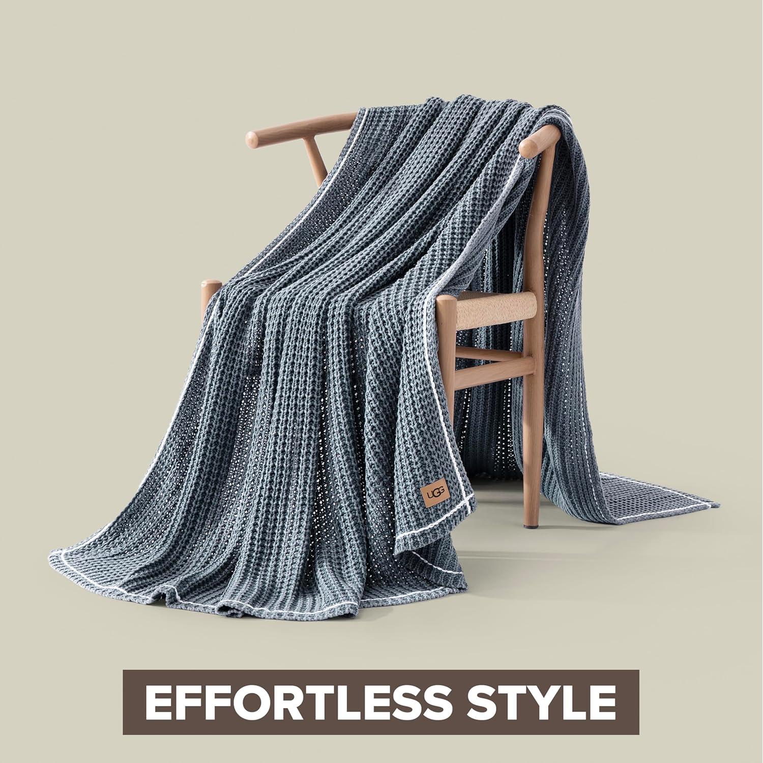 Manta Luna UGG de Algodón Azul 127x177 cm Lavable y Suave