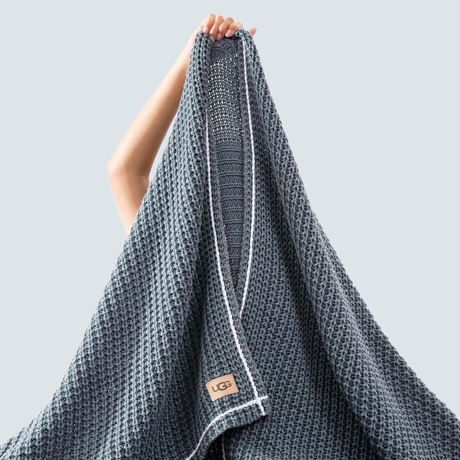 Manta Luna UGG de Algodón Azul 127x177 cm Lavable y Suave