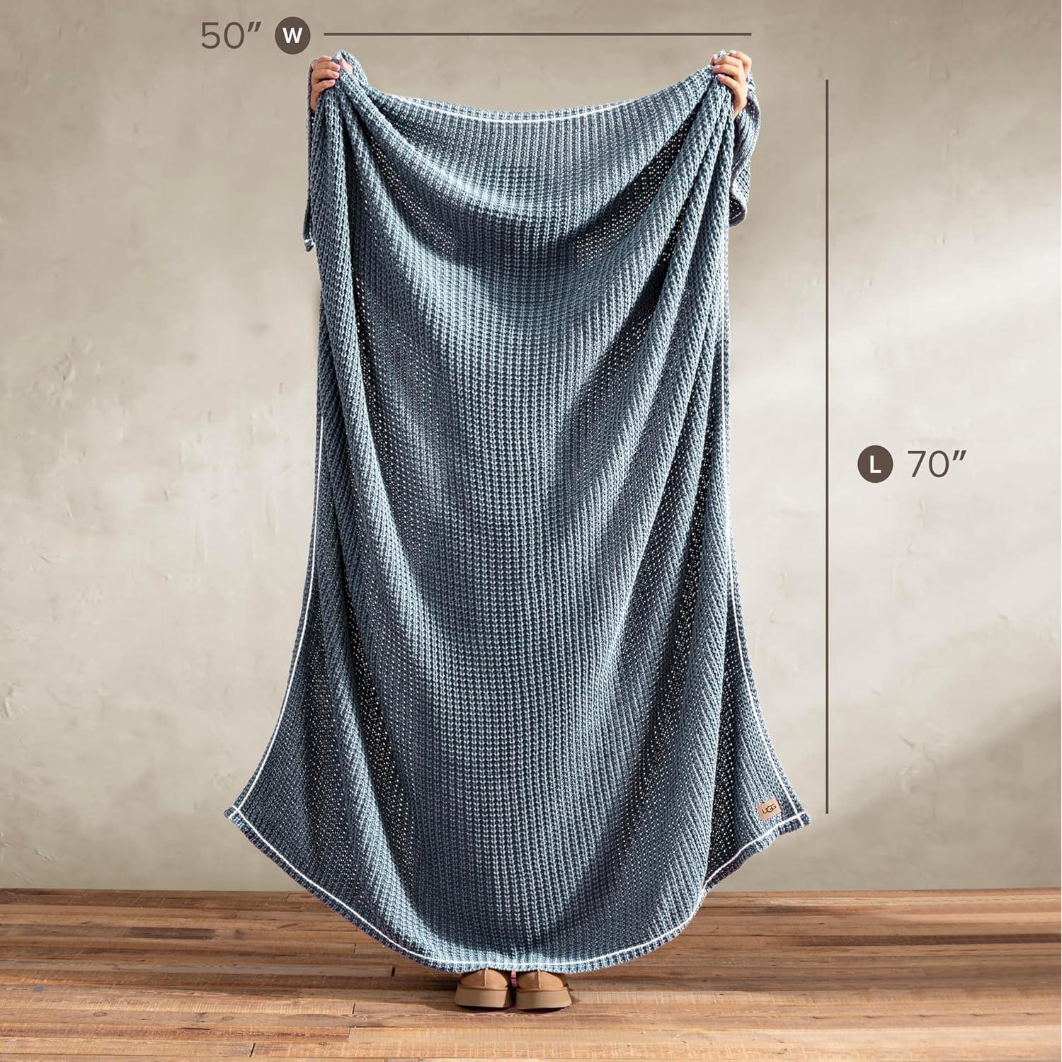 Manta Luna UGG de Algodón Azul 127x177 cm Lavable y Suave