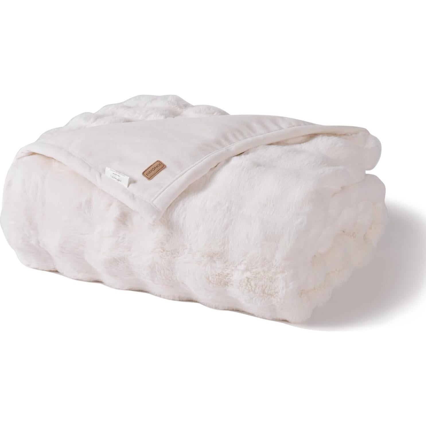 Manta de Lana de Conejo Falso EverGrace 152x203 cm Blanca