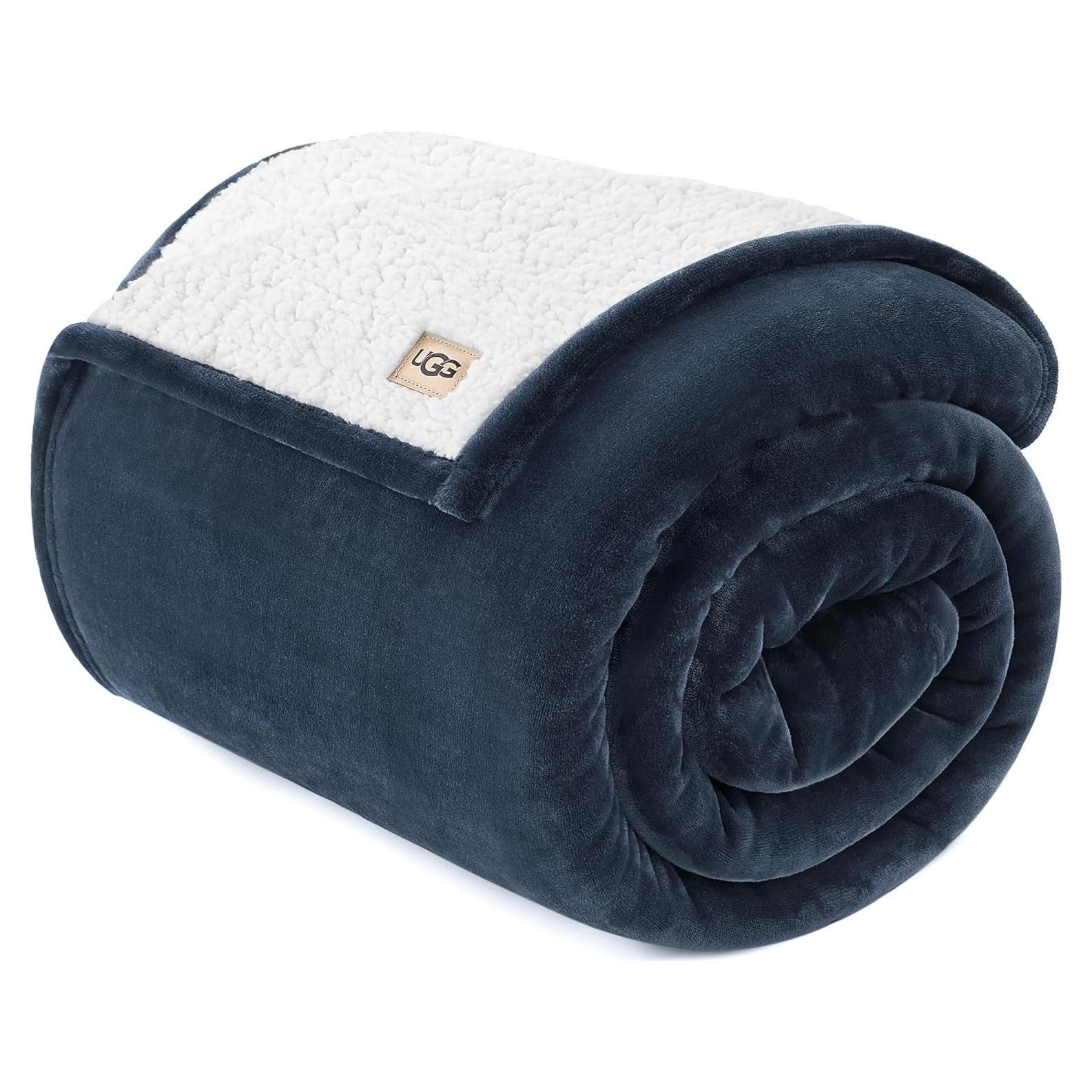 Manta UGG Ariana Twin XL Azul Marino Suave y Reversible 167x228cm