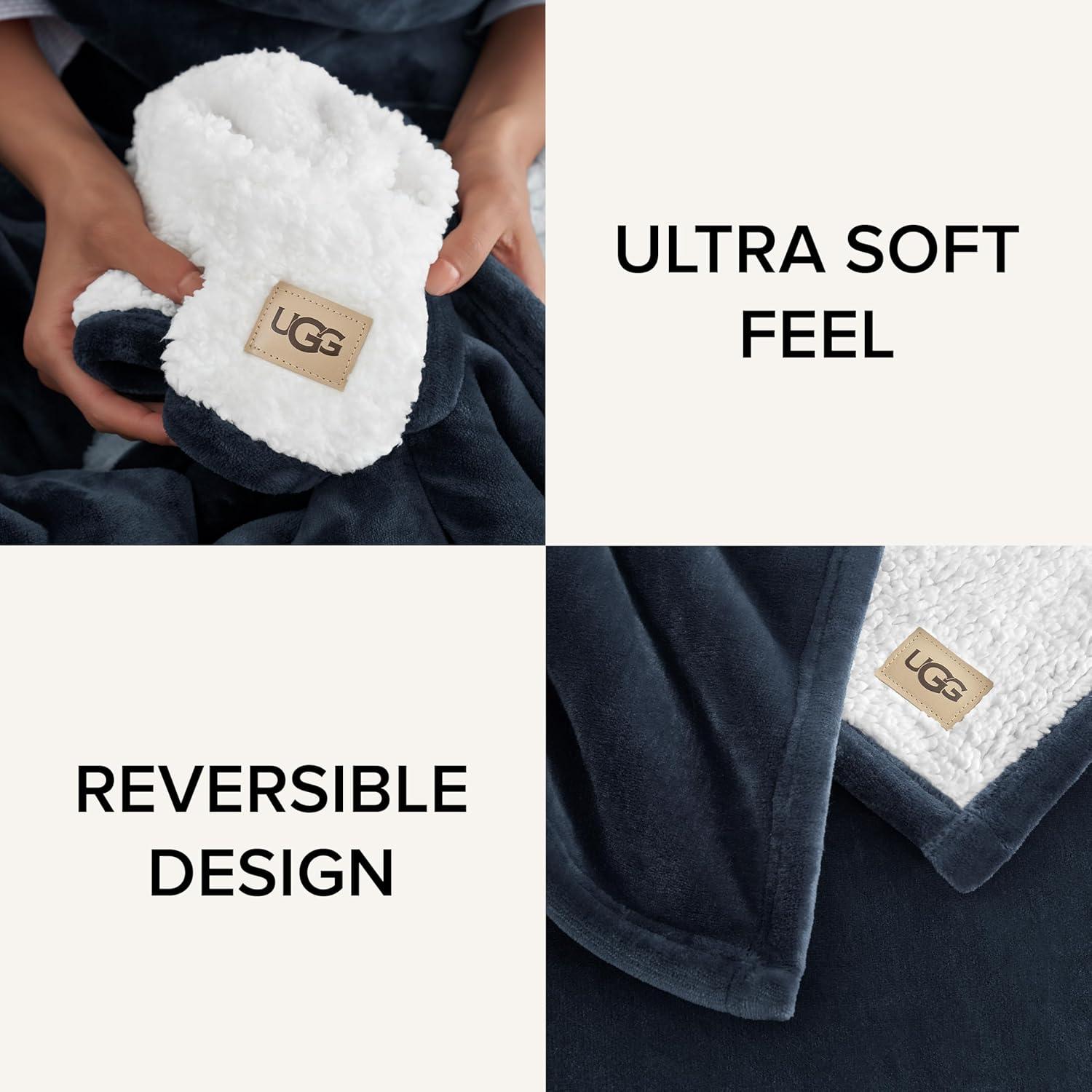 Manta UGG Ariana Twin XL Azul Marino Suave y Reversible 167x228cm