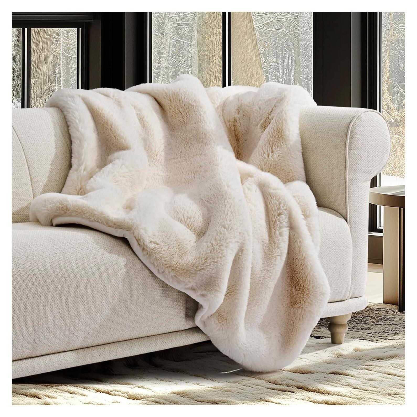 Manta de Piel Sintética EVERGRACEHOME 203x152 cm Blanca