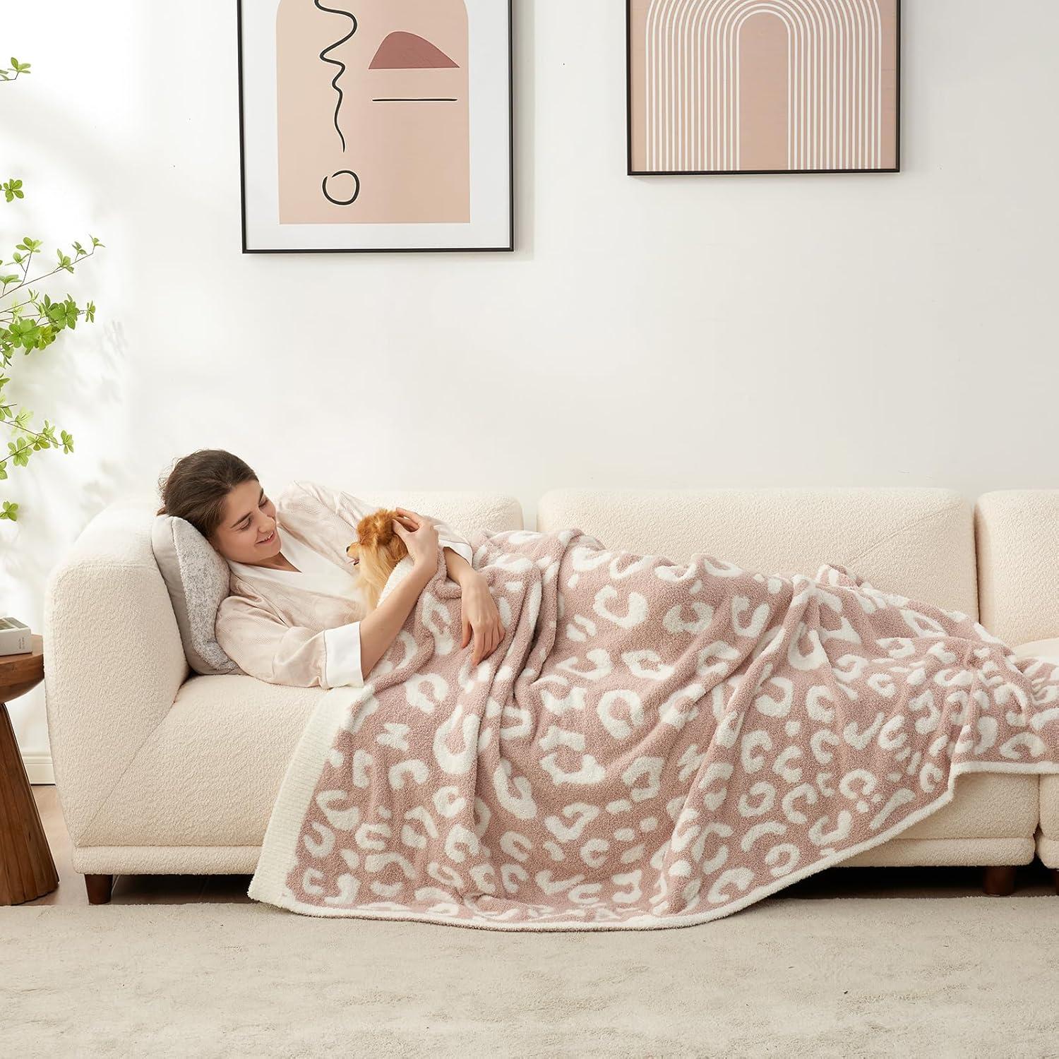 Manta de Lanzar Snuggle Sac Leopardo Beige 127x152 cm Ultra Suave