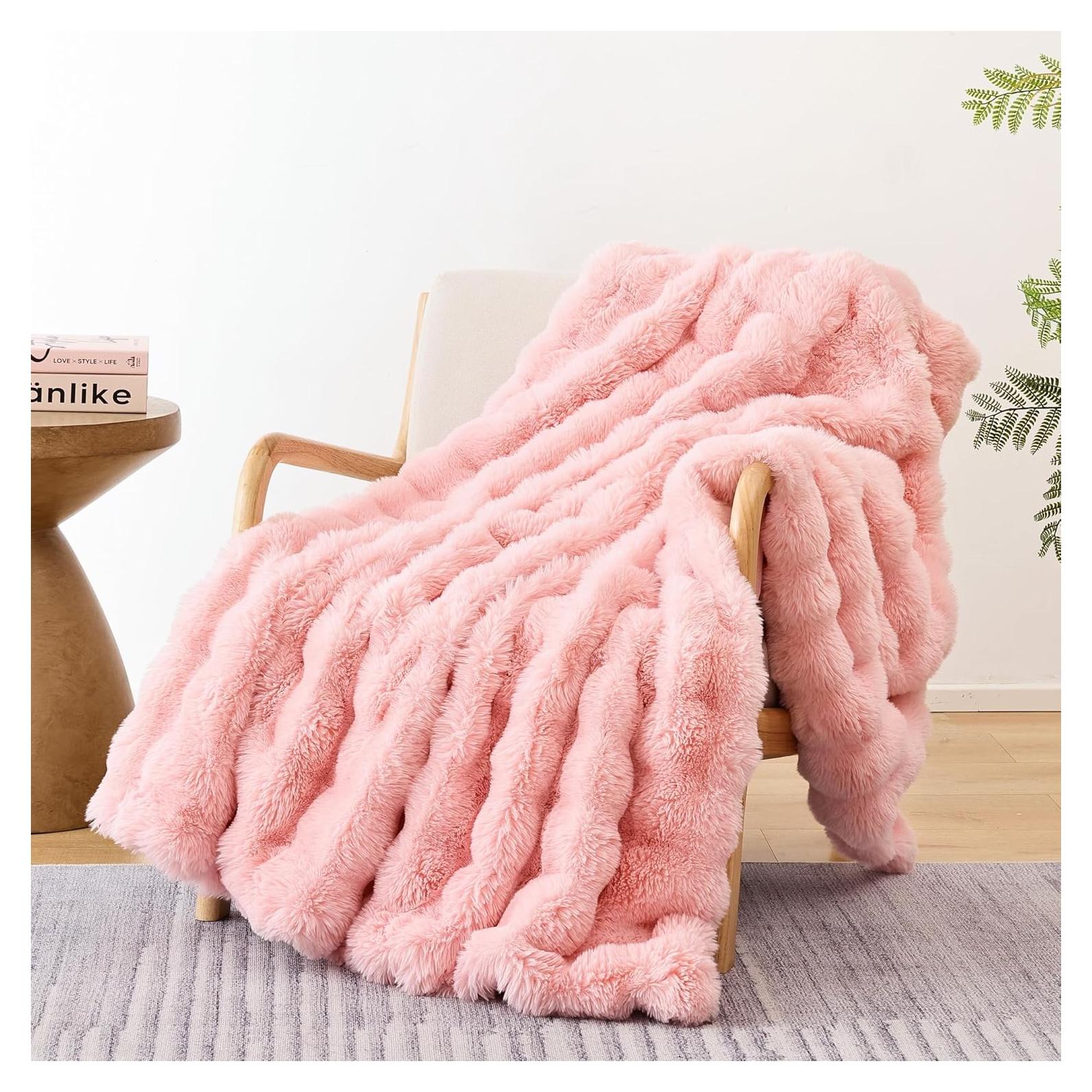 Manta de Piel Sintética Smoofy Rosa Blush 127x152 cm