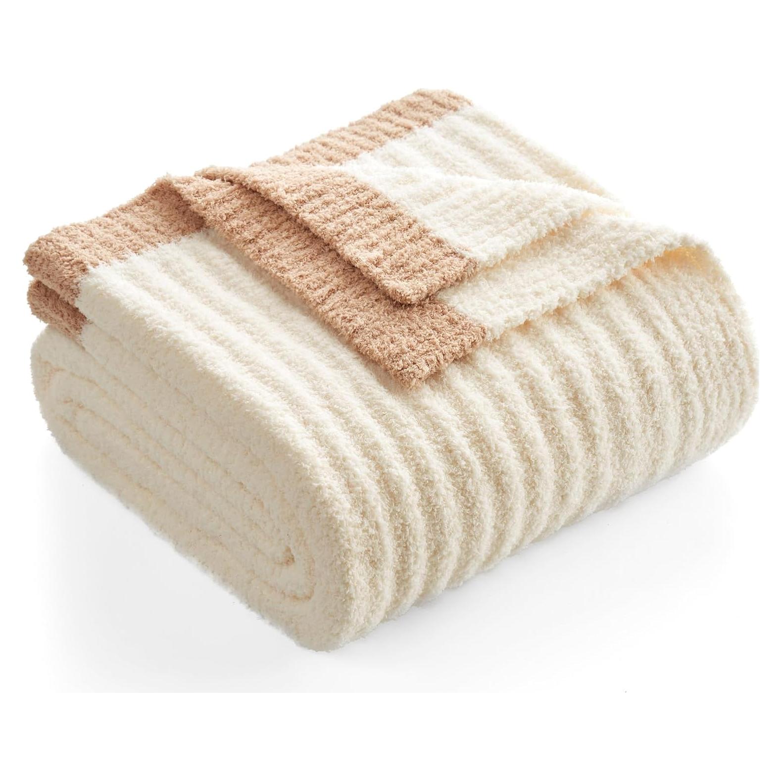 Manta de canalé Snuggle Sac crema 127x152 cm microfibra