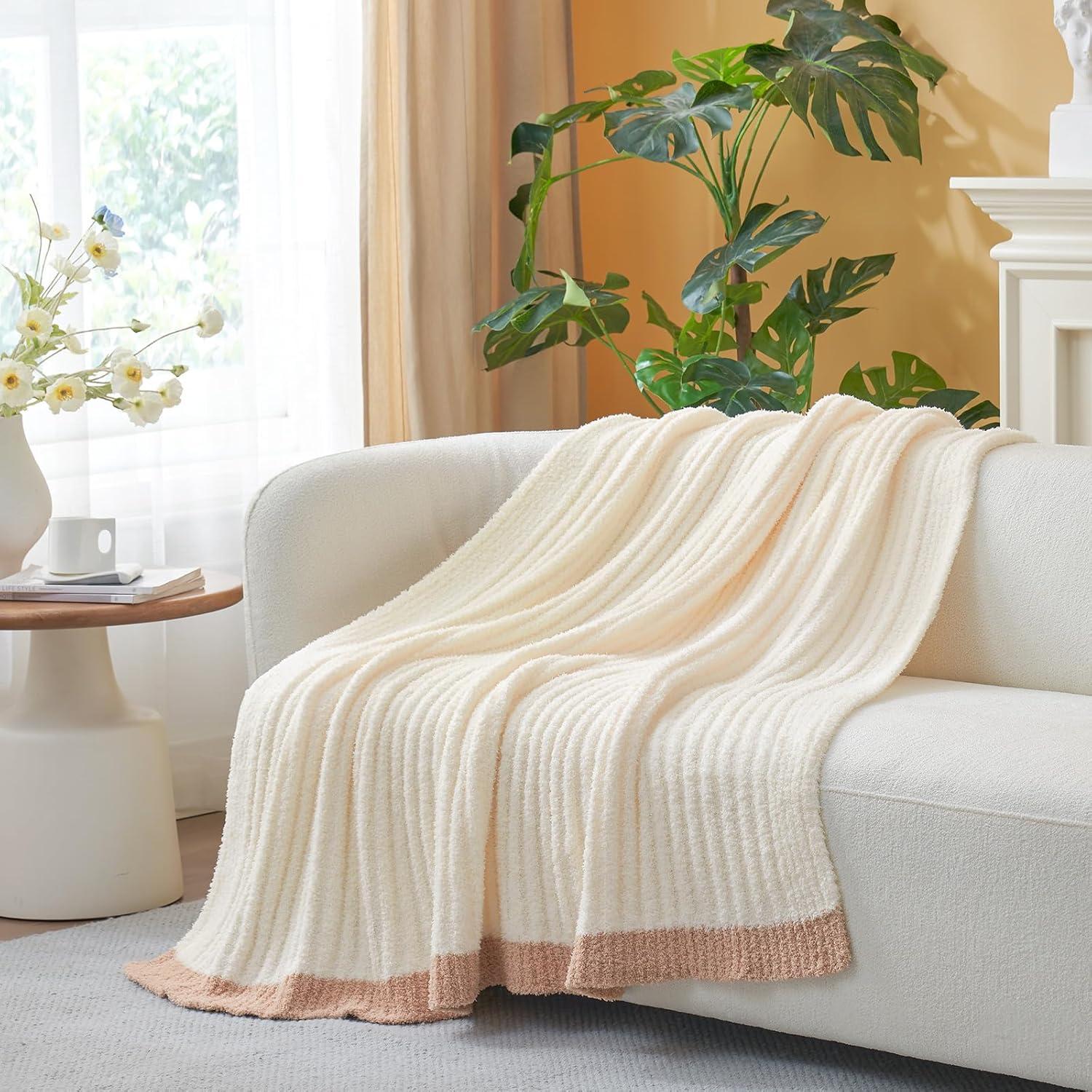 Manta de canalé Snuggle Sac crema 127x152 cm microfibra