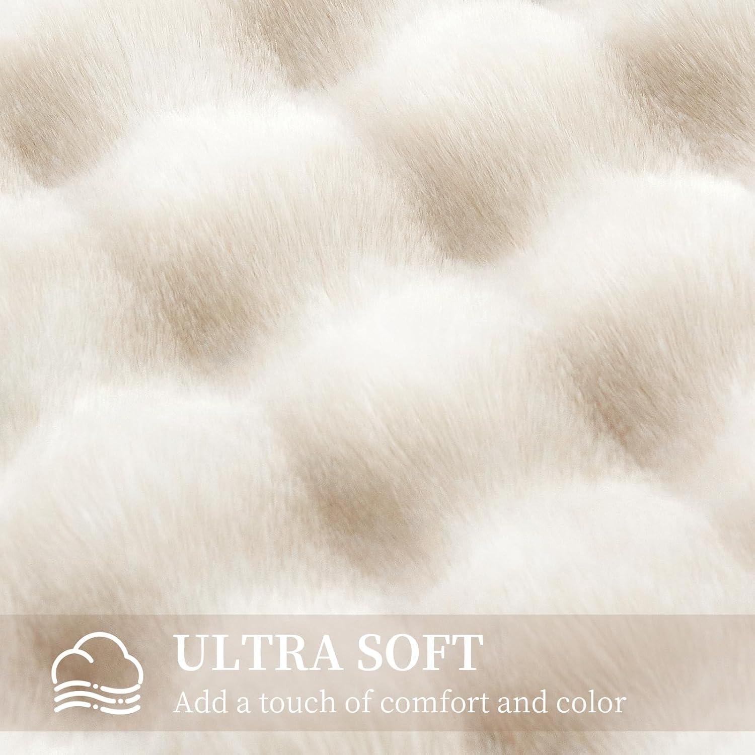 Manta de piel de conejo sintética KASIYLUX 127x152 cm blanca