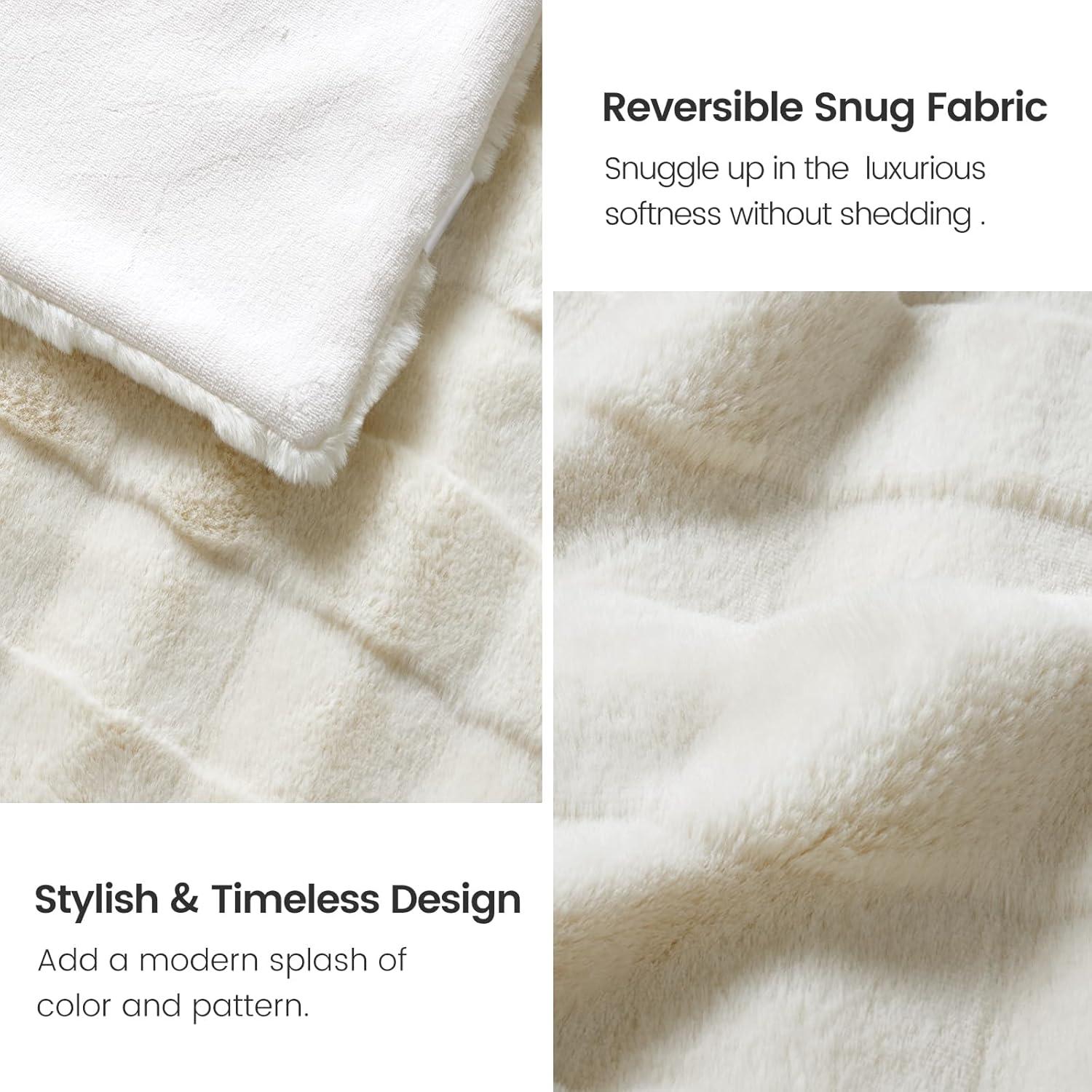 Manta de Piel Sintética Cozy Bliss 127x152 cm Crema Blanco